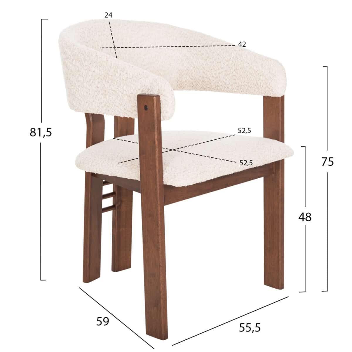 karekla-fb9997003-rubberwood-se-karydi-e-1 ΚΑΡΕΚΛΑ ZARRA HM9970.03 RUBBERWOOD ΣΕ ΚΑΡΥΔΙ-ΕΚΡΟΥ ΜΠΟΥΚΛΕ ΥΦΑΣΜΑ 55,5x59x81,5Υεκ - Image 2