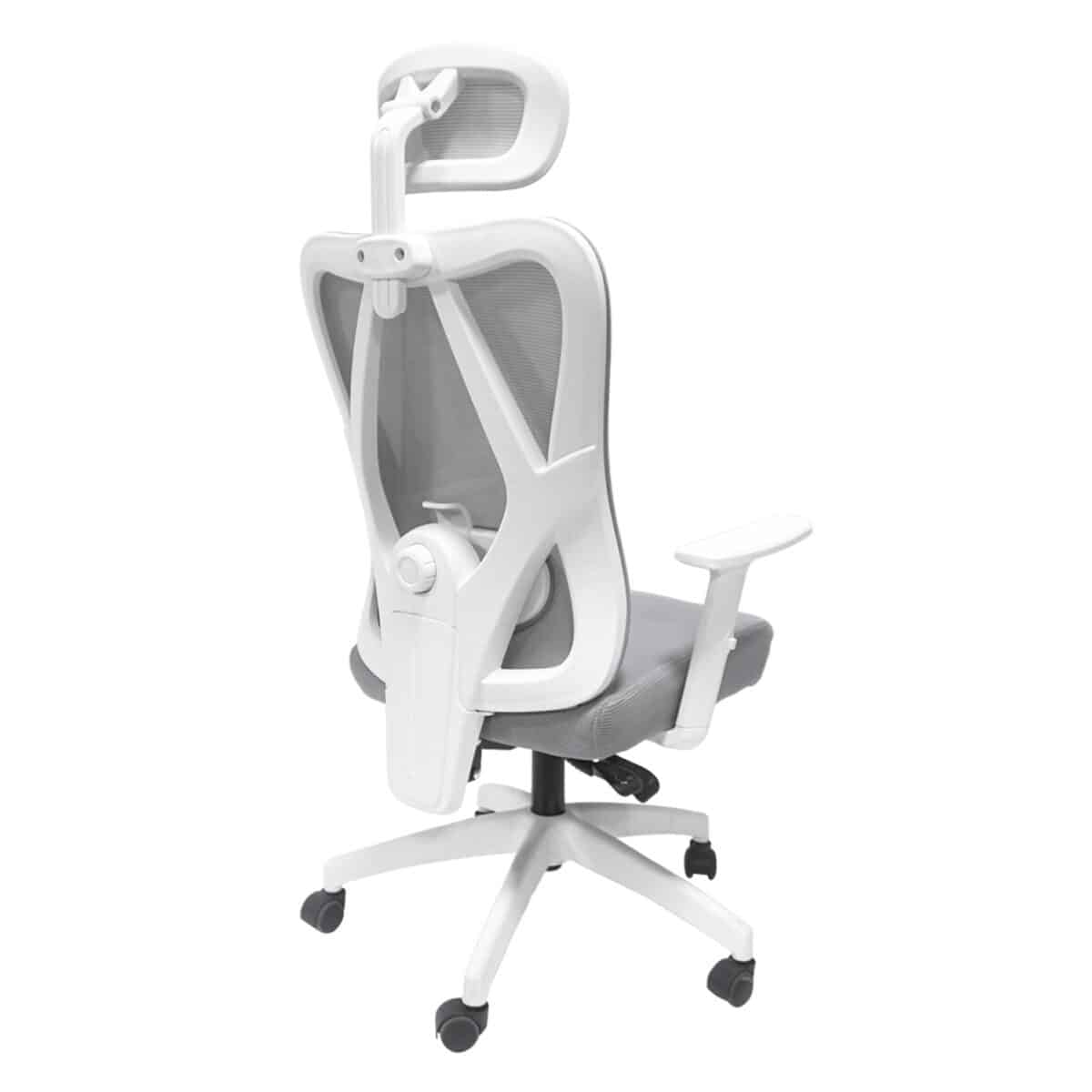 ΚΑΡΕΚΛΑ ΓΡΑΦΕΙΟΥ MEXER HM1195.02 ΓΚΡΙ MESH-ΜΕΤΑΛ.ΒΑΣΗ-ΣΚΕΛΕΤΟΣ ΛΕΥΚΟΣ 68x70x136Υεκ. - Image 4