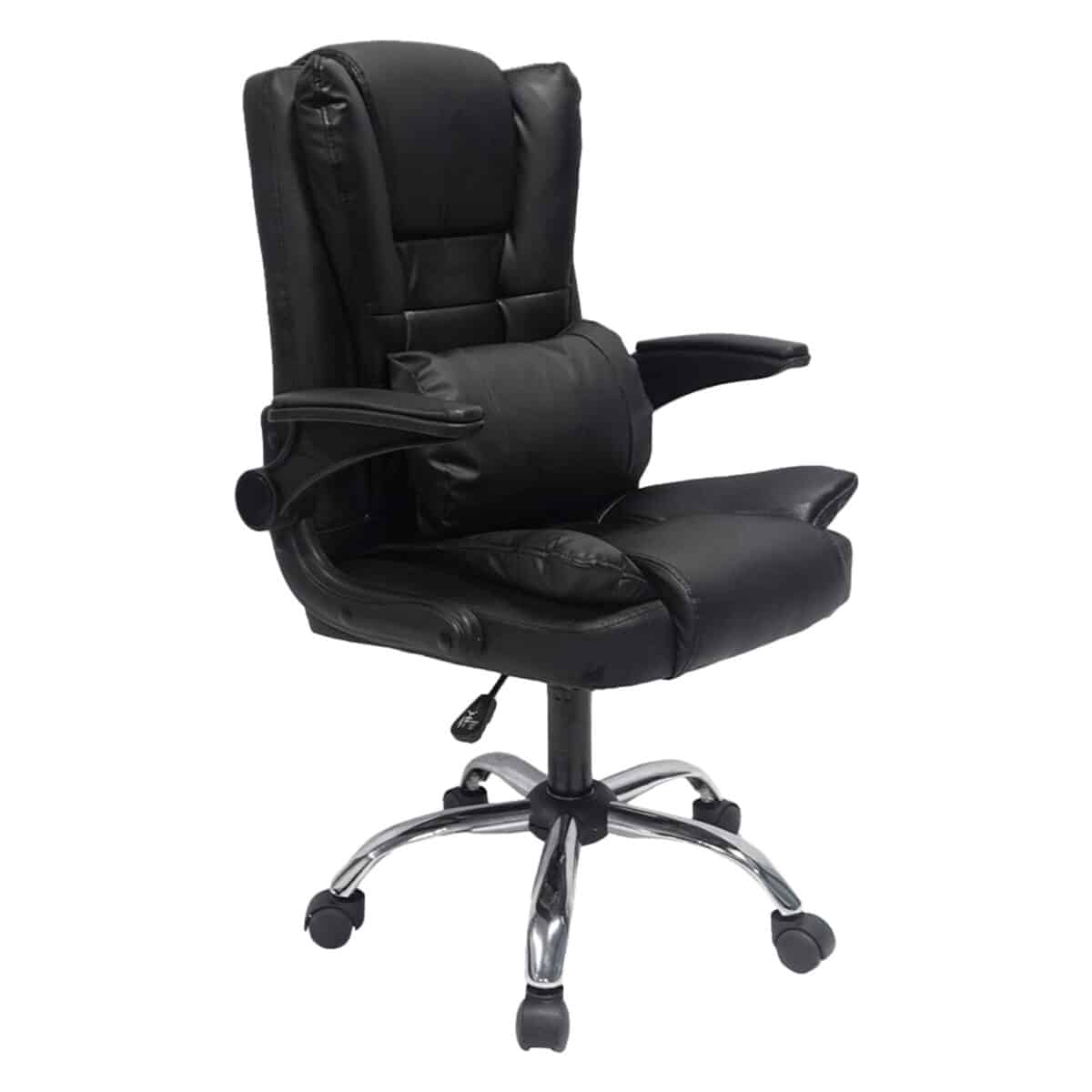 ΚΑΡΕΚΛΑ ΓΡΑΦΕΙΟΥ CANAN HM1201 ΜΑΥΡO PVC-ΜΑΥΡΟ NYLON-ΒΑΣΗ ΧΡΩΜΙΟΥ 66x61x105Υεκ.