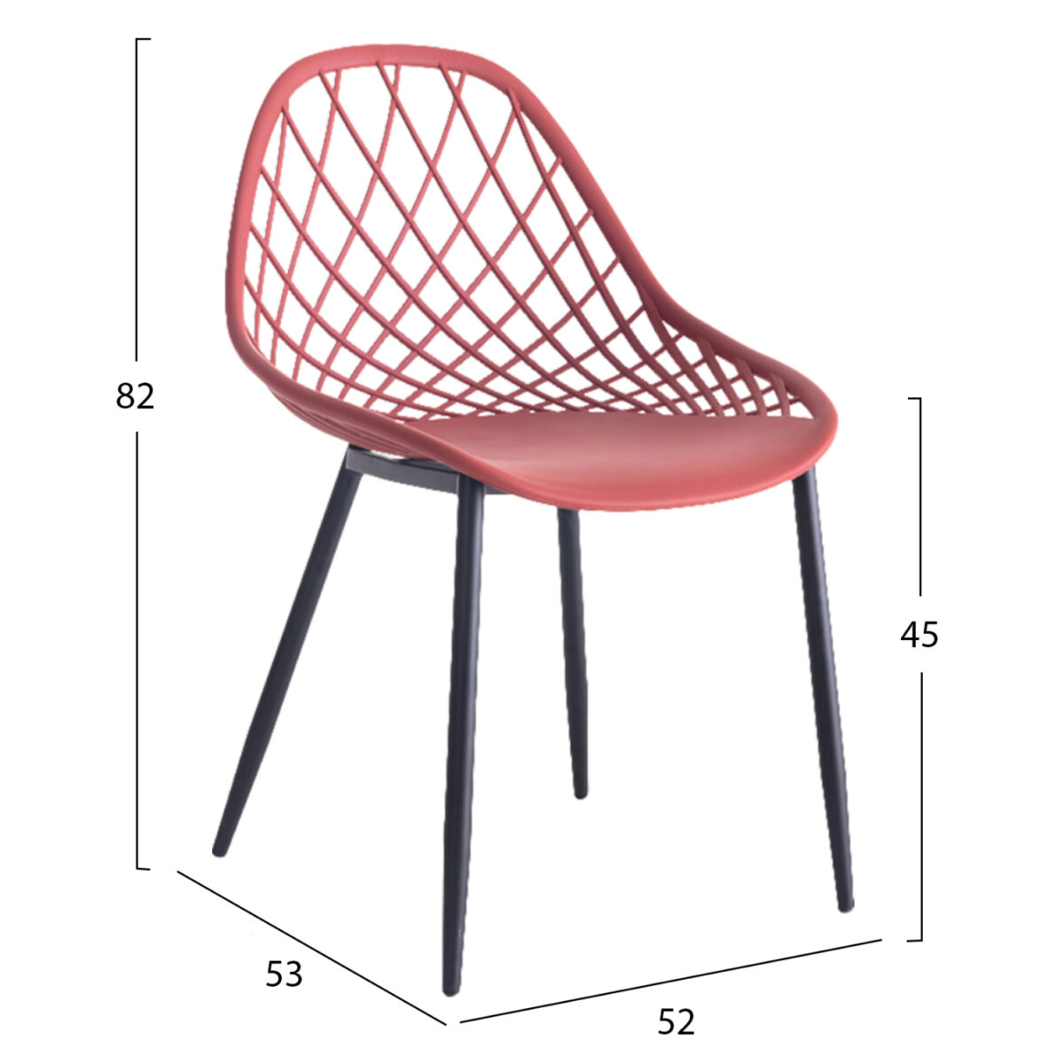 ΚΑΡΕΚΛΑ ΠΟΛΥΠΡΟΠΥΛΕΝΙΟΥ LIO ΚΟΚΚΙΝΗ ΜΕ ΜΕΤΑΛΛΙΚΑ ΠΟΔΙΑ ΜΑΥΡΑ 52x53x82Υεκ. HM9524.06 - Image 2