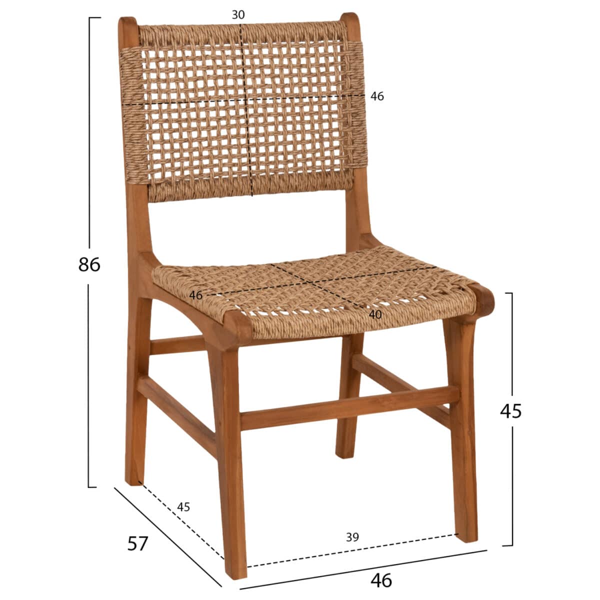 ΚΑΡΕΚΛΑ ΤΡΑΠΕΖΑΡΙΑΣ NESHA HM9386.11 ΞΥΛΟ ΤΕΑΚ ΜΕ ΣΧΟΙΝΙ VIRO 50x56x85Υεκ. - Image 2