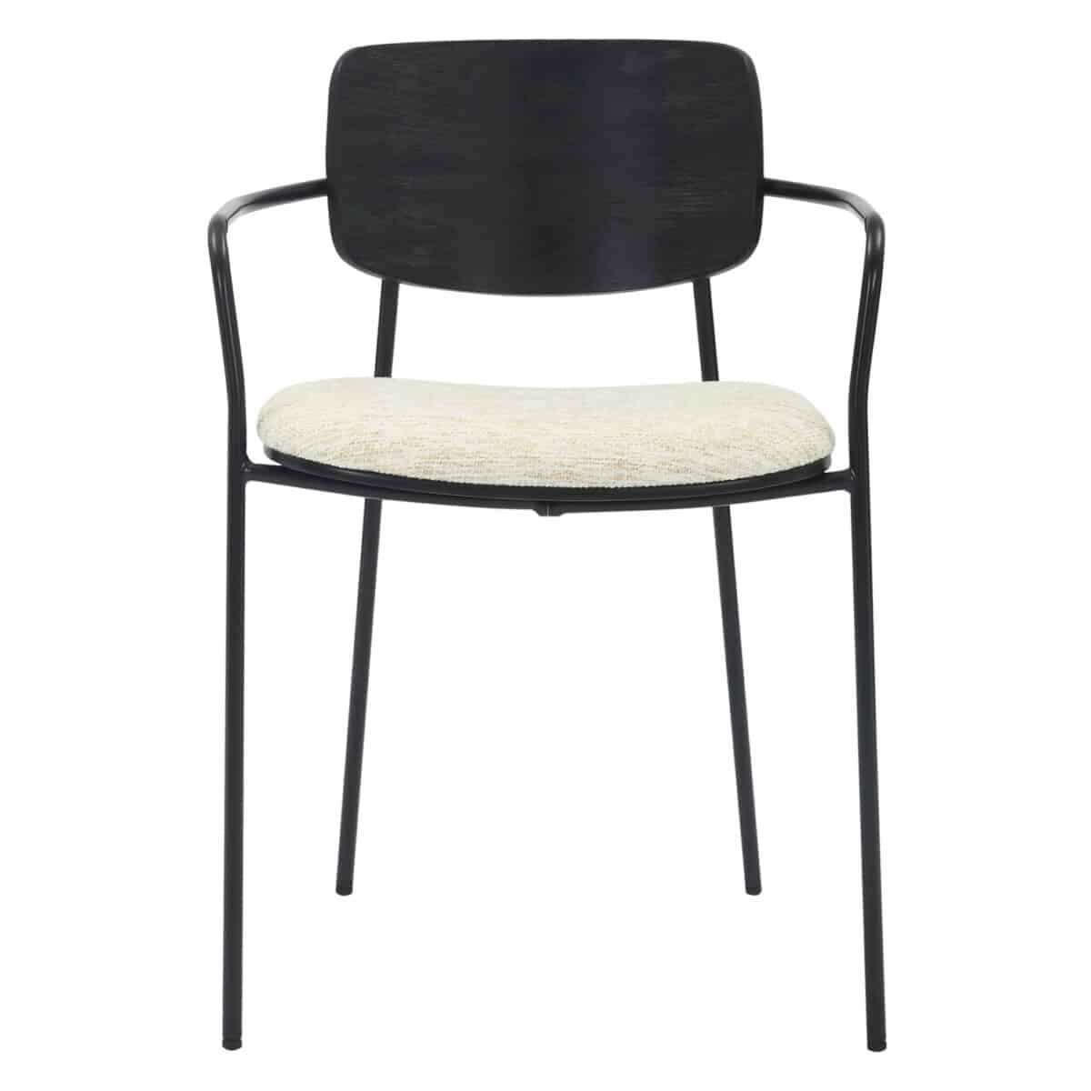 ΚΑΡΕΚΛΑ ΤΡΑΠΕΖΑΡΙΑΣ VIKKI HM9980.02 ΜΕΤΑΛΛΟ & ΞΥΛΟ ΜΑΥΡΟ-ΕΚΡΟΥ ΥΦΑΣΜΑ 54x54x75,5Υεκ. - Image 3