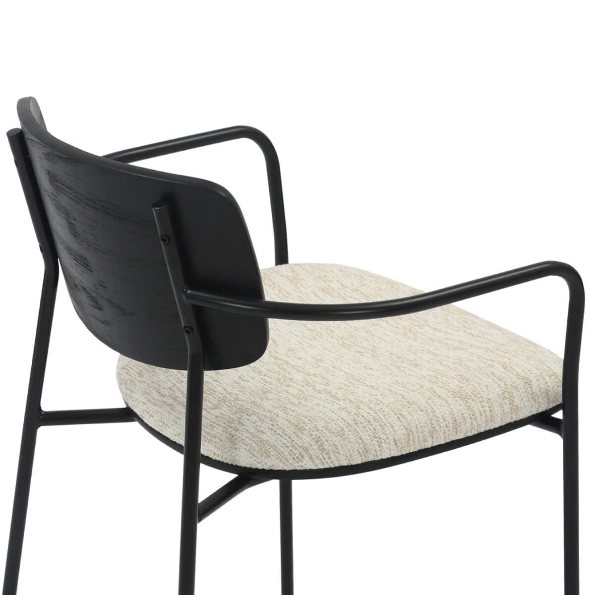 ΚΑΡΕΚΛΑ ΤΡΑΠΕΖΑΡΙΑΣ VIKKI HM9980.02 ΜΕΤΑΛΛΟ & ΞΥΛΟ ΜΑΥΡΟ-ΕΚΡΟΥ ΥΦΑΣΜΑ 54x54x75,5Υεκ. - Image 8