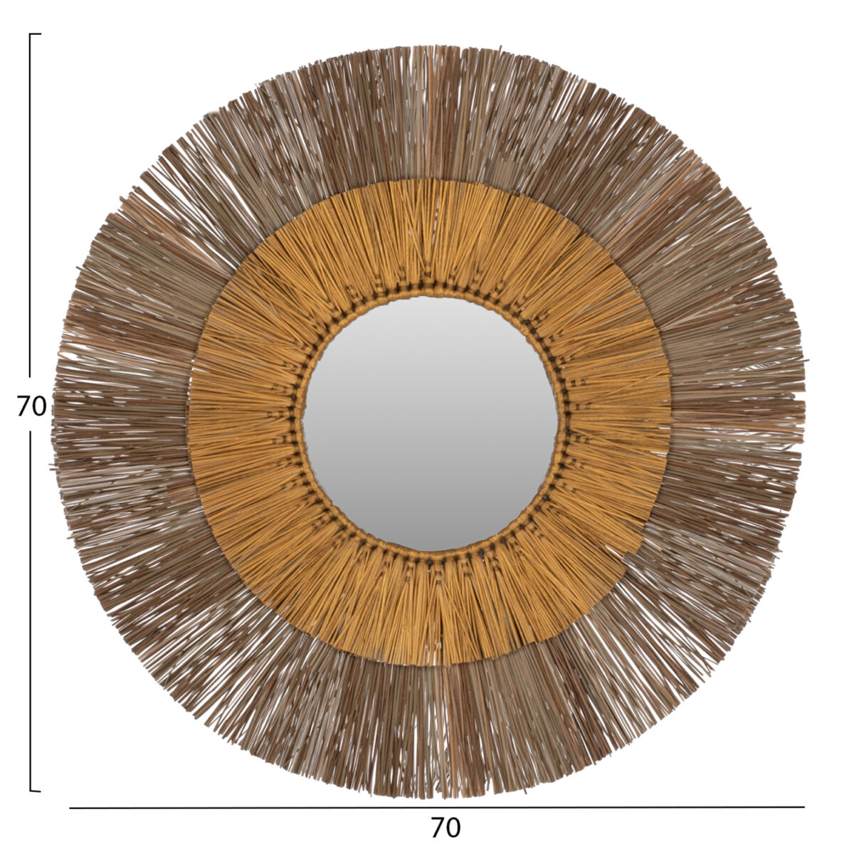 ΚΑΘΡΕΠΤΗΣ ΤΟΙΧΟΥ ΣΤΡΟΓΓΥΛΟΣ ΠΛΑΙΣΙΟ MENDONG GRASS ΣΕ ΧΡΩΜΑ ΦΥΣΙΚΟ ΧΡΥΣΟ Φ70εκ.HM7800 - Image 2