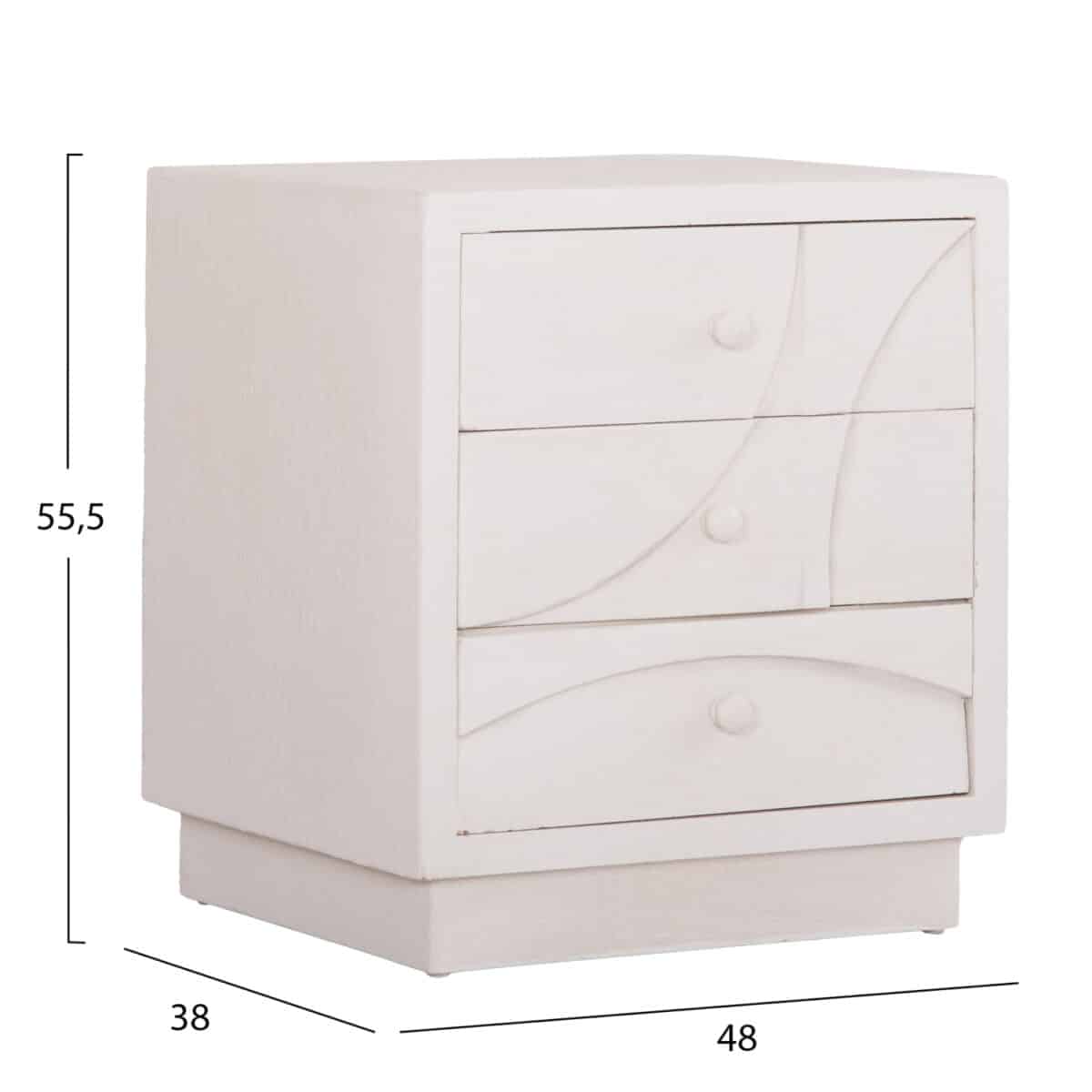 ΚΟΜΟΔΙΝΟ ΣΕΙΡΑ SANTORINI HM18047 MDF ΣΕ ΥΠΟΛΕΥΚΟ ΧΡΩΜΑ-3 ΣΥΡΤΑΡIA 48x38x55,5Υεκ. - Image 2