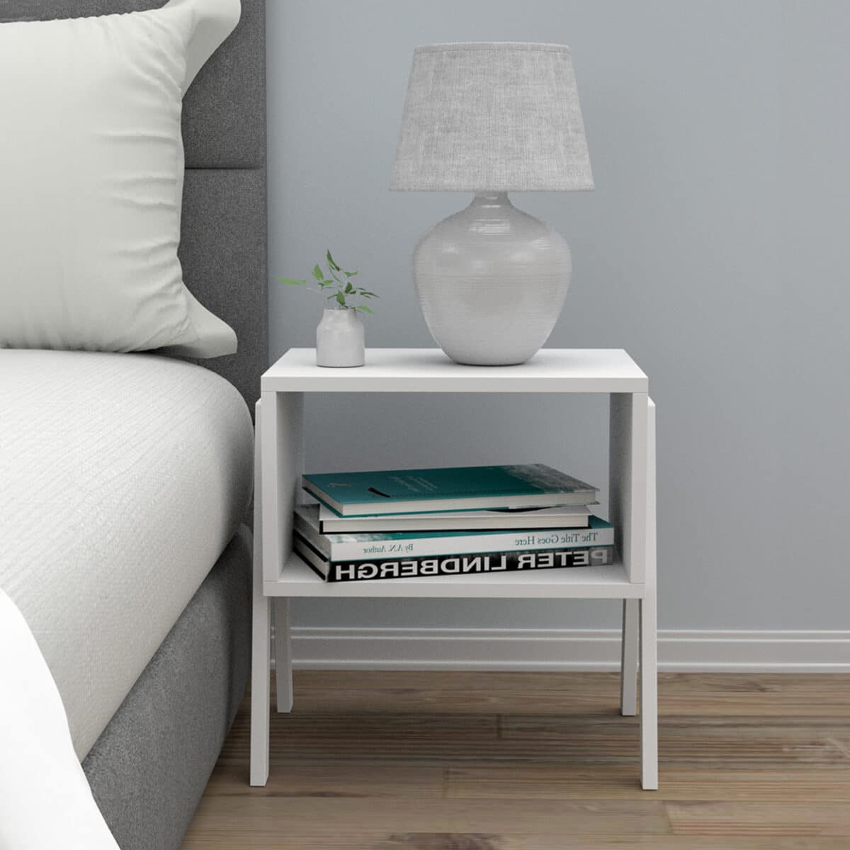 ΚΟΜΟΔΙΝΟ JAKE HM18182.01 ΜΕΛΑΜΙΝΗ ΣΕ ΛΕΥΚΟ 48x35x49Υεκ. - Image 3