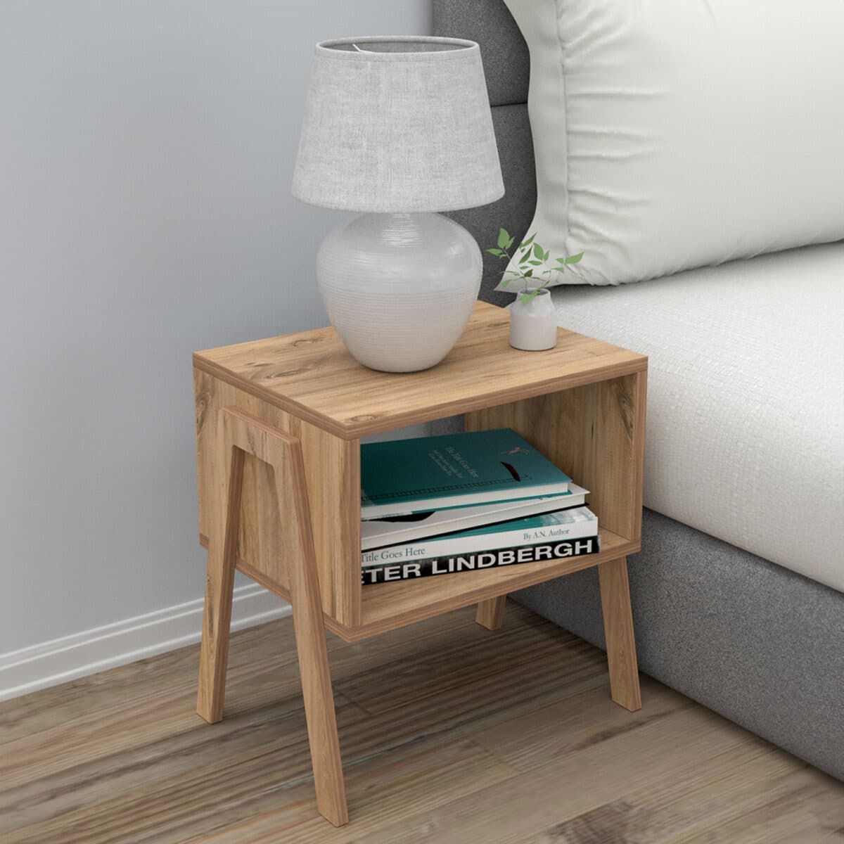 ΚΟΜΟΔΙΝΟ JAKE HM18182.04 ΜΕΛΑΜΙΝΗ ΣΕ ΦΥΣΙΚΟ ΞΥΛΟΥ 48x35x49Υεκ. - Image 2