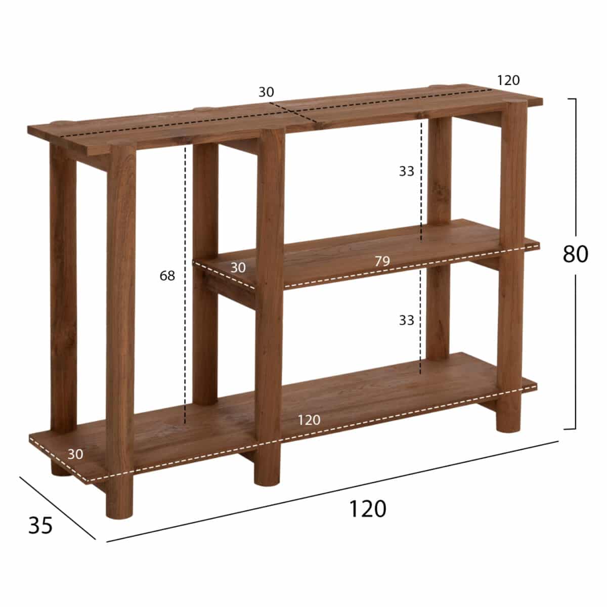 ΚΟΝΣΟΛΑ KUTAI HM9638 ΑΝΑΚΥΚΛΩΜΕΝΟ ΞΥΛΟ ΤΕΑΚ ΣΕ ΦΥΣΙΚΟ RUSTIC 120x35x80Yεκ. - Image 2