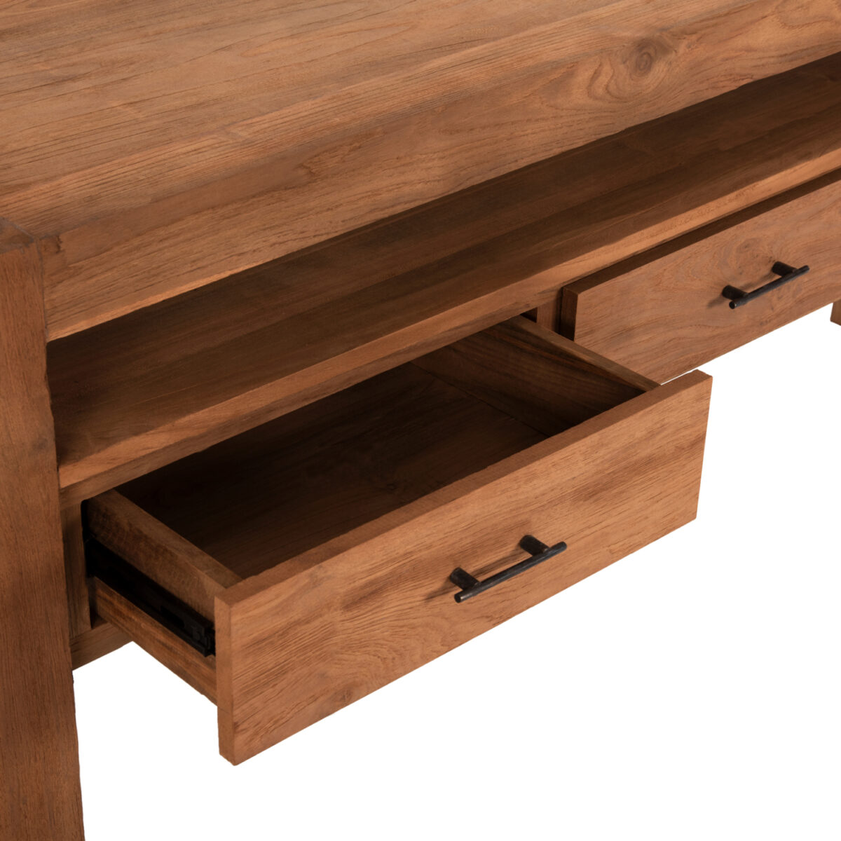 ΚΟΝΣΟΛΑ ΜΕ 3 ΣΥΡΤΑΡΙΑ HM9556 ΑΝΑΚΥΚΛΩΜΕΝΟ ΞΥΛΟ ΤΕΑΚ ΣΕ ΦΥΣΙΚΟ ΧΡΩΜΑ 180x45x80Yεκ. - Image 5