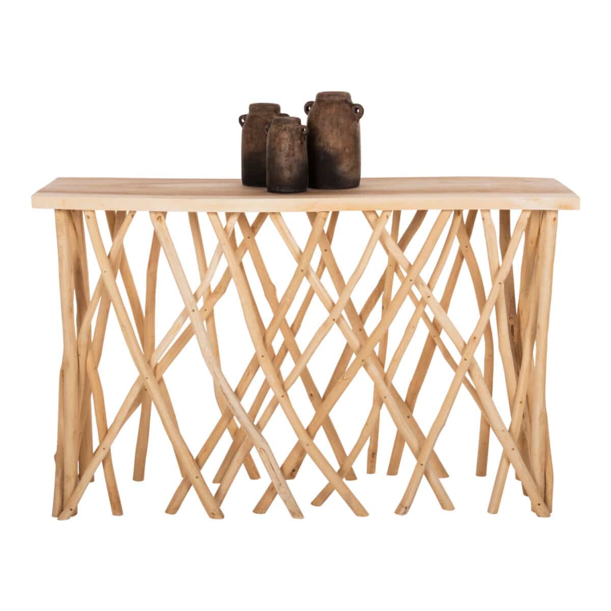 ΚΟΝΣΟΛΑ KRANT ΣΕ ΡΟΥΣΤΙΚ ΣΤΥΛ ΚΛΑΔΙΑ ΤEAK & 3εκ. ΕΠΙΦΑΝΕΙΑ 121X36X75Yεκ.HM9805 - Image 3