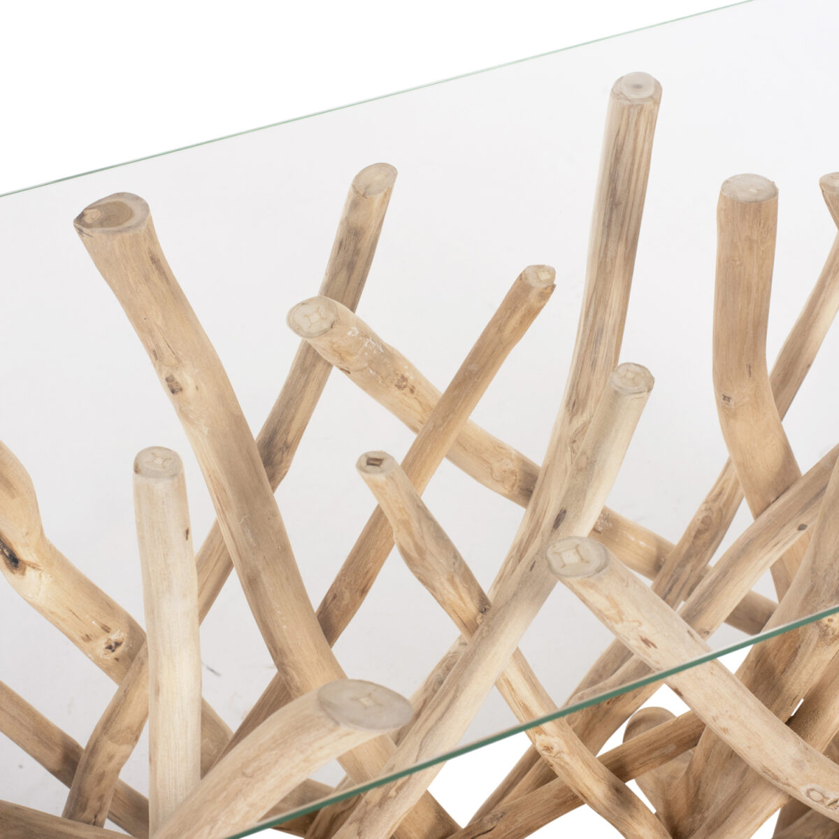 ΚΟΝΣΟΛΑ ΣΕ ΡΟΥΣΤΙΚ ΣΤΥΛ ΜΑΣΙΦ ΞΥΛΟ ΤEAK & ΓΥΑΛΙ ΦΥΣΙΚΟ 120X35X75Yεκ.HM9373 - Image 6