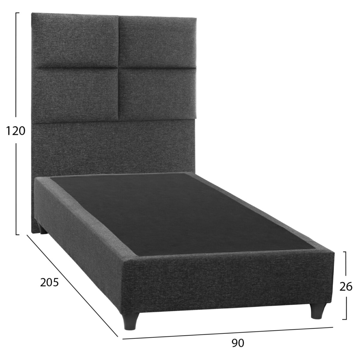 krebati-apo-gkri-yfasma-fb965201-gia-str-2 ΚΡΕΒΑΤΙ MILO ΑΠΟ ΓΚΡΙ ΥΦΑΣΜΑ HM652.01 ΓΙΑ ΣΤΡΩΜΑ 90x200 εκ. - Image 3