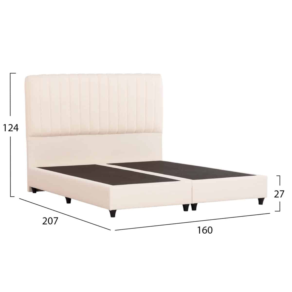 ΚΡEΒΑΤΙ ΔΙΠΛΟ LUTHER HM717 ΜΠΕΖ ΥΦΑΣΜΑ ΓΙΑ ΣΤΡΩΜΑ 160x200εκ. - Image 3