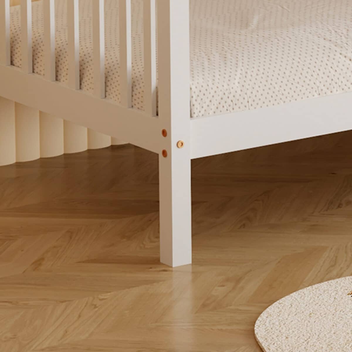 ΚΡΕΒΑΤΙ ΚΟΥΚΕΤΑ ΠΑΙΔΙΚΟ LANTAI HM682.03 ΞΥΛΟ ΠΕΥΚΟΥ ΣΕ ΛΕΥΚΟ- ΣΤΡΩΜΑΤΑ 190x90εκ - Image 9