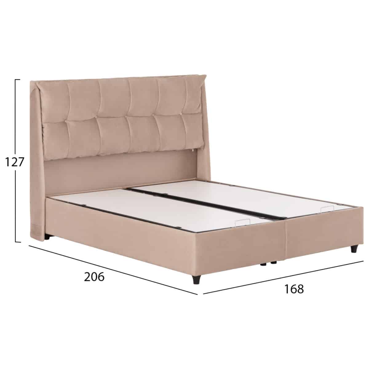 ΚΡEΒΑΤΙ ΜΕ ΑΠΟΘΗΚΕΥΤΙΚΟ ΧΩΡΟ DREAMLET HM716 ΜΠΕΖ ΒΕΛΟΥΔΟ- ΓΙΑ ΣΤΡΩΜΑ 160x200εκ. - Image 3