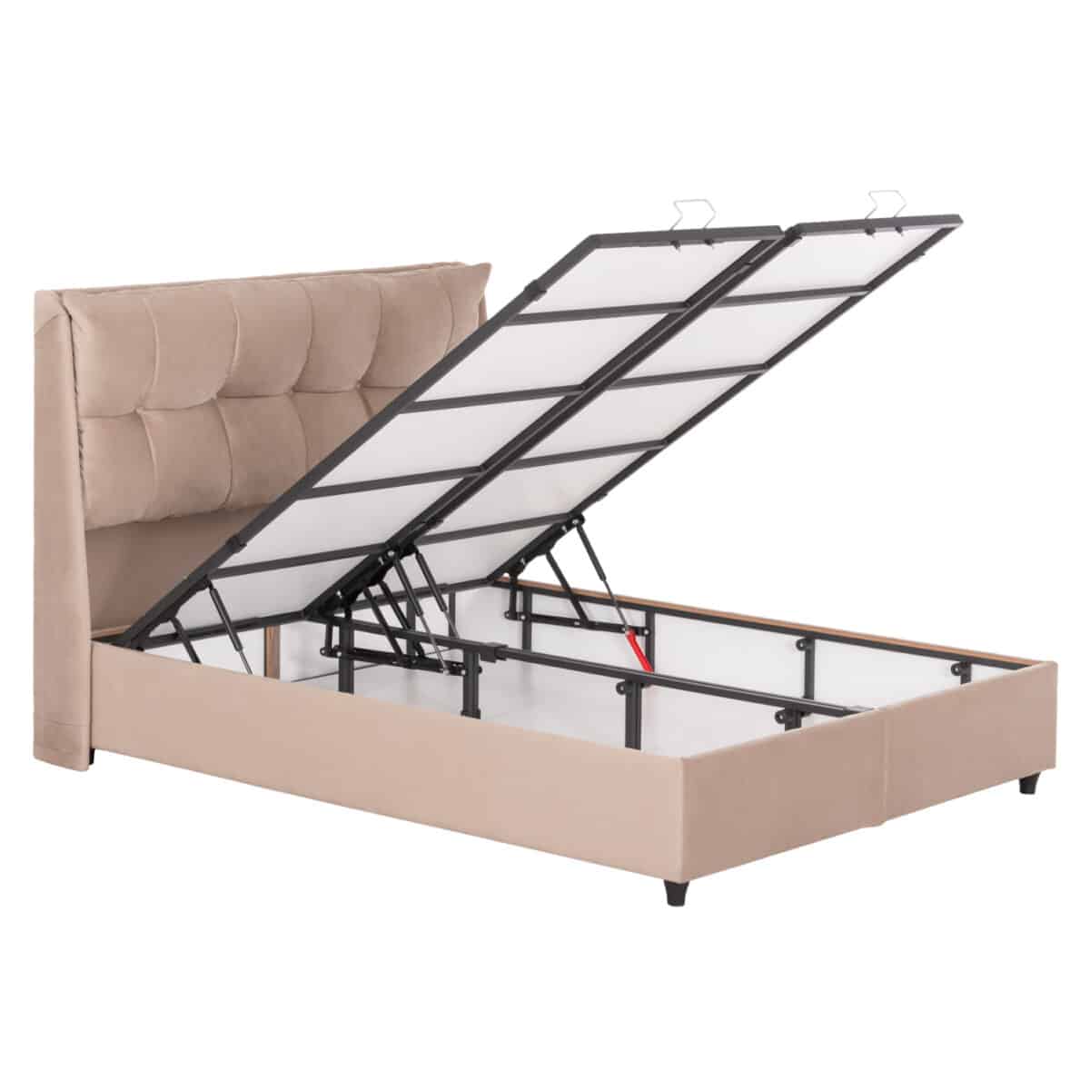 ΚΡEΒΑΤΙ ΜΕ ΑΠΟΘΗΚΕΥΤΙΚΟ ΧΩΡΟ DREAMLET HM716 ΜΠΕΖ ΒΕΛΟΥΔΟ- ΓΙΑ ΣΤΡΩΜΑ 160x200εκ. - Image 6