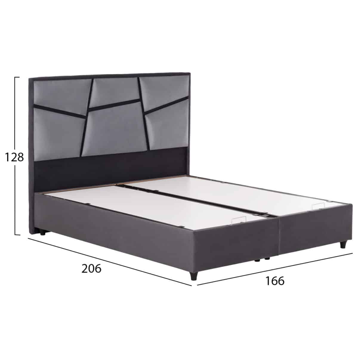 ΚΡEΒΑΤΙ ΜΕ ΑΠΟΘΗΚΕΥΤΙΚΟ ΧΩΡΟ IRIDA HM718 ΓΚΡΙ ΒΕΛΟΥΔΟ ΓΙΑ ΣΤΡΩΜΑ 160x200εκ. - Image 3