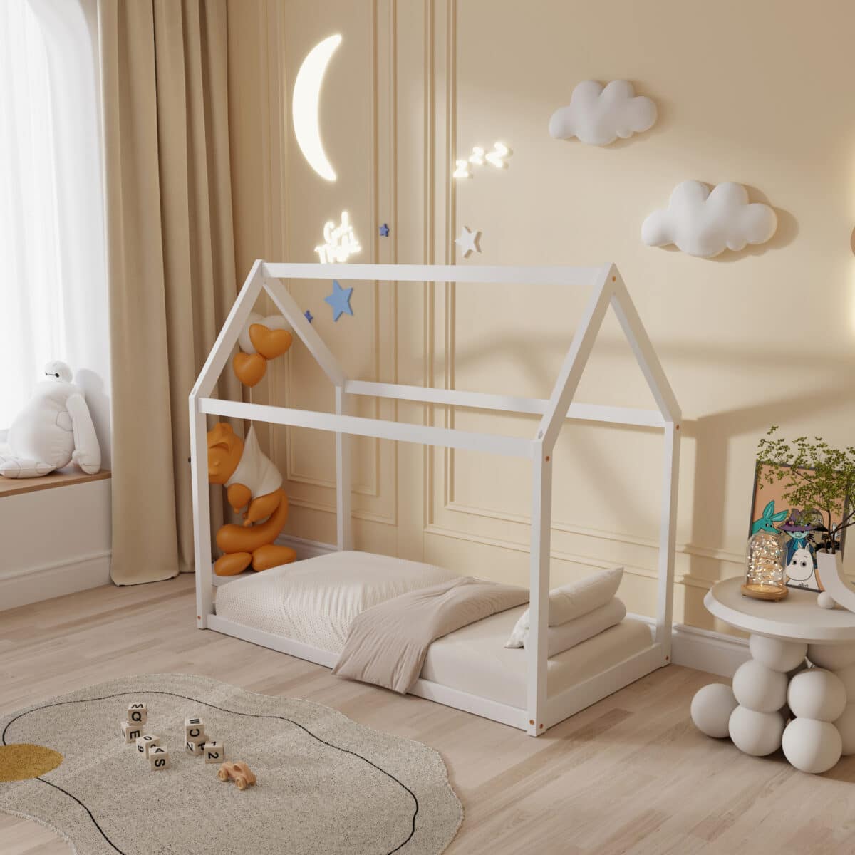 ΚΡΕΒΑΤΙ ΠΑΙΔΙΚΟ PEPE HM677.03 τ.MONTESSORI ΞΥΛΟ ΠΕΥΚΟ ΛΕΥΚΟ- 190x90εκ - Image 2