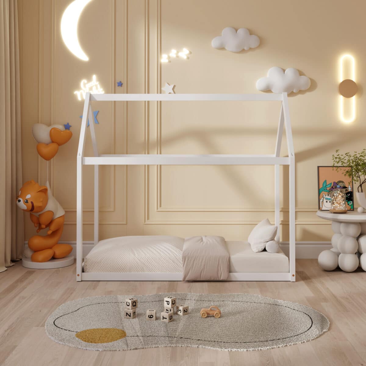 ΚΡΕΒΑΤΙ ΠΑΙΔΙΚΟ PEPE HM677.03 τ.MONTESSORI ΞΥΛΟ ΠΕΥΚΟ ΛΕΥΚΟ- 190x90εκ - Image 4