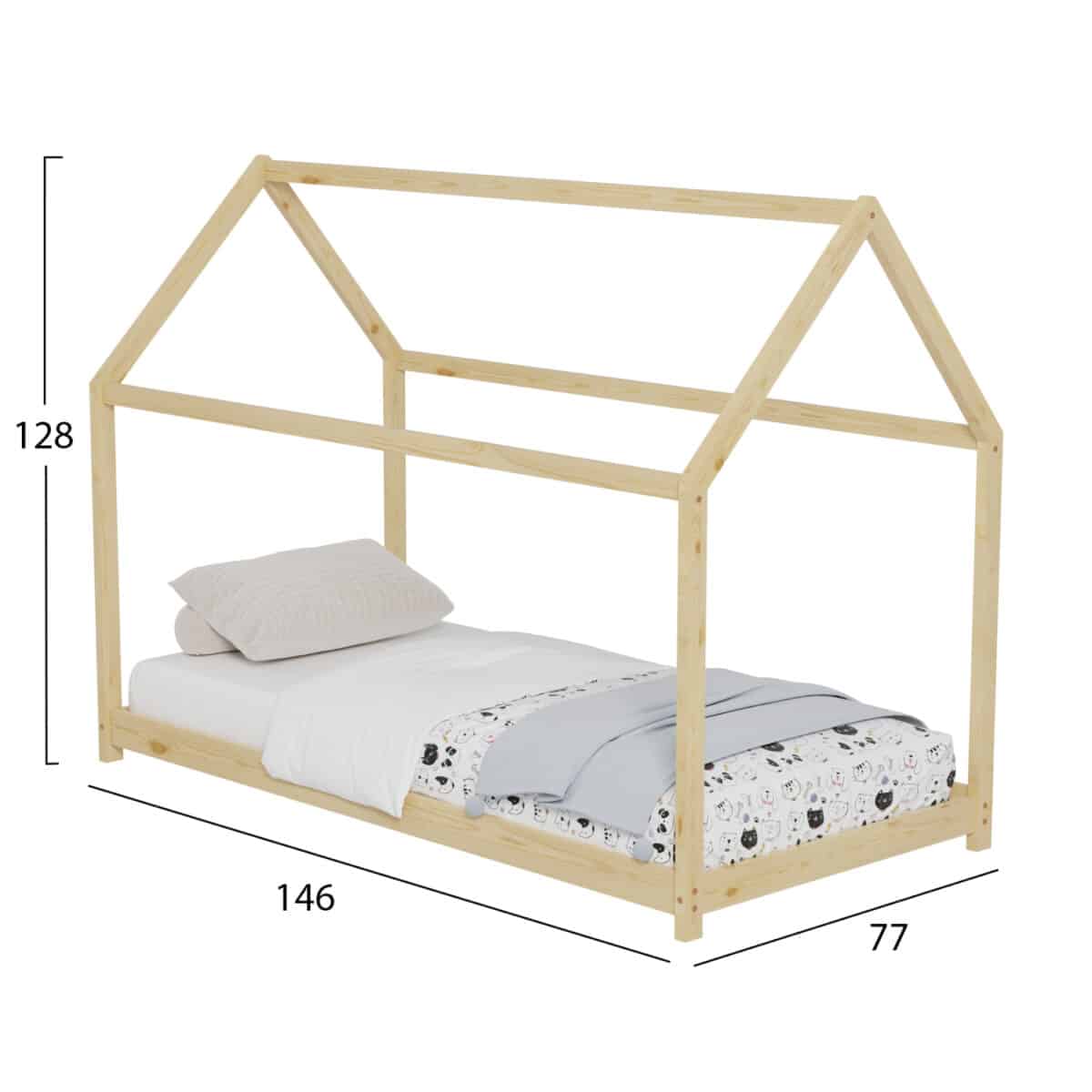ΚΡΕΒΑΤΙ ΠΑΙΔΙΚΟ PEPE HM678.01 τ.MONTESSORI ΞΥΛΟ ΠΕΥΚΟ ΦΥΣΙΚΟ- 140x70εκ - Image 3