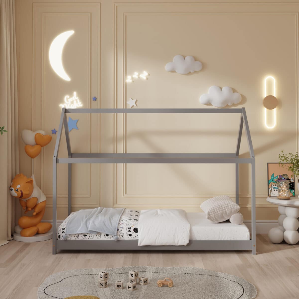 ΚΡΕΒΑΤΙ ΠΑΙΔΙΚΟ PEPE HM678.05 τ.MONTESSORI ΞΥΛΟ ΠΕΥΚΟ ΓΚΡΙ- 140x70εκ - Image 4