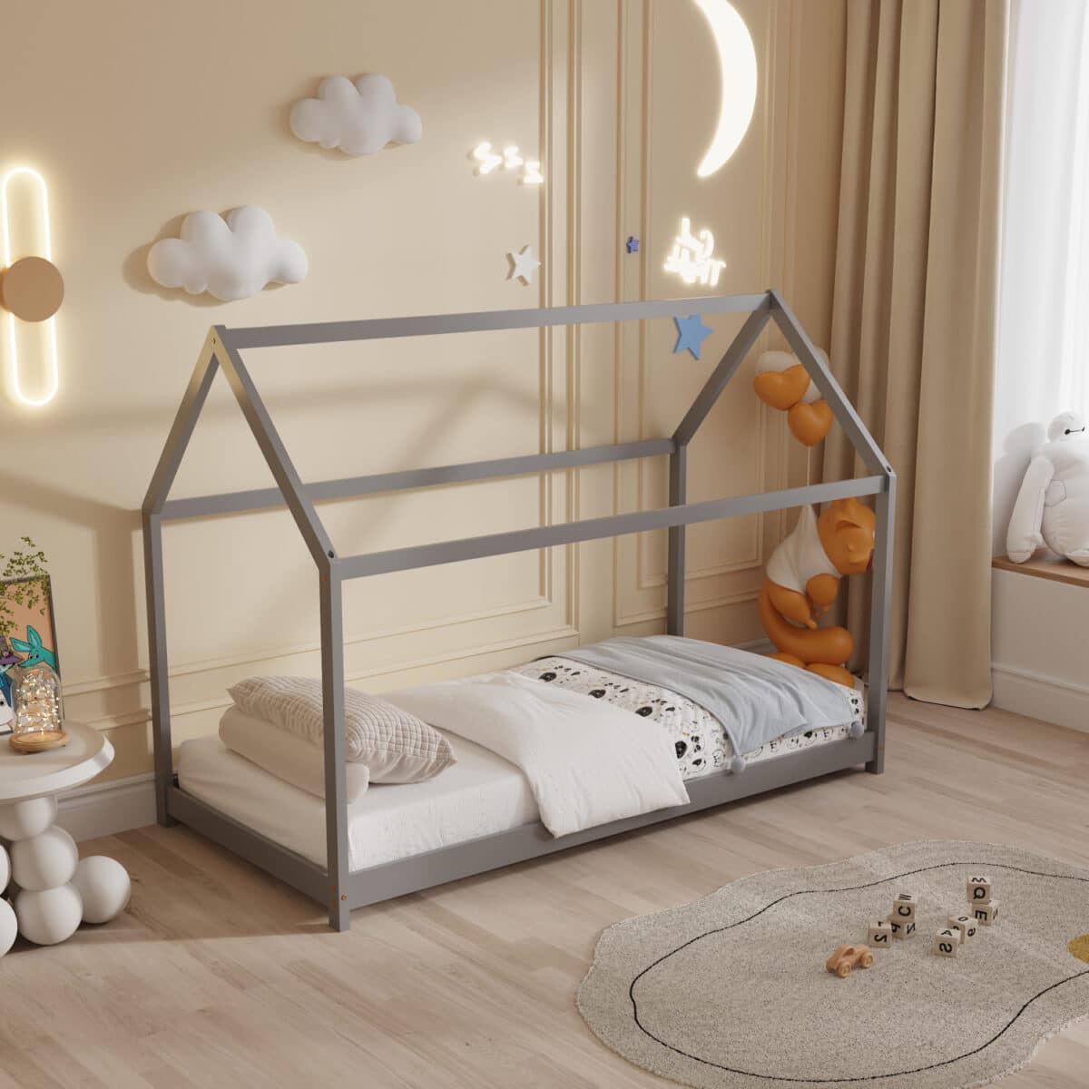 ΚΡΕΒΑΤΙ ΠΑΙΔΙΚΟ PEPE HM678.05 τ.MONTESSORI ΞΥΛΟ ΠΕΥΚΟ ΓΚΡΙ- 140x70εκ - Image 5