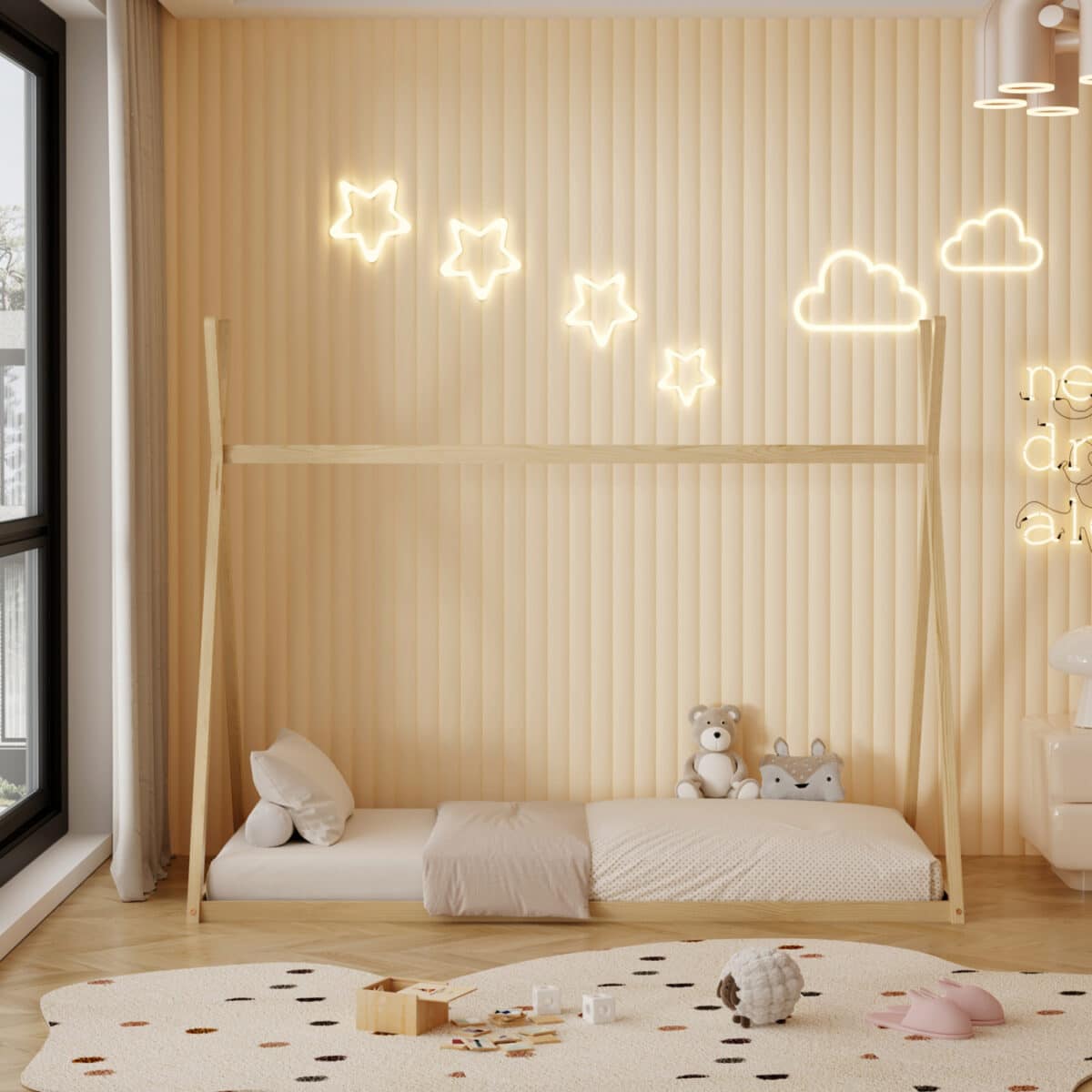 ΚΡΕΒΑΤΙ ΠΑΙΔΙΚΟ MUNK HM681.01 τ.MONTESSORI ΜΑΣΙΦ ΞΥΛΟ ΠΕΥΚΟΥ ΦΥΣΙΚΟ- 190x90εκ - Image 5