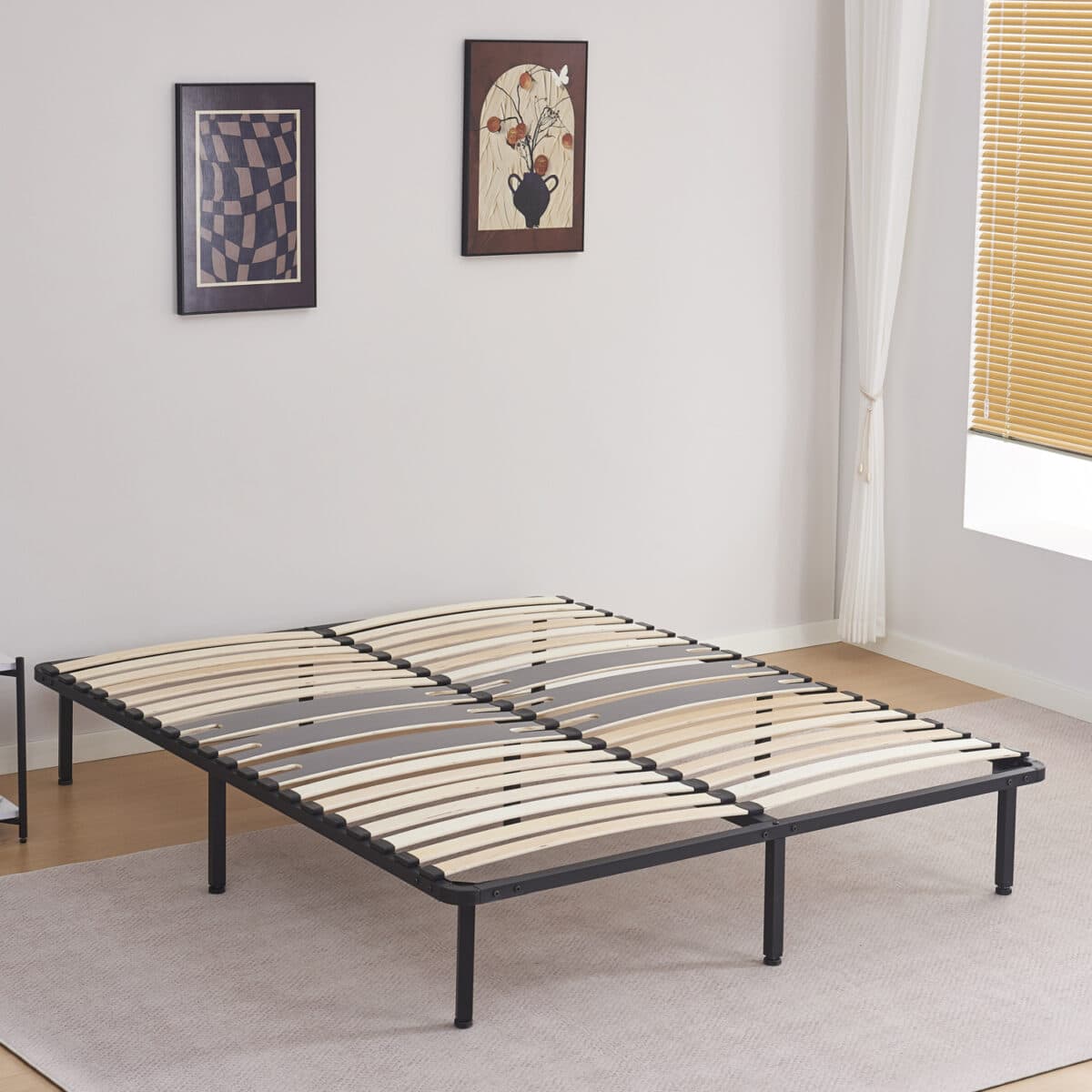 ΚΡΕΒΑΤΙ-ΥΠΟΣΤΡΩΜΑ ΔΙΠΛΟ MARKY HM694.01 ΜΕΤΑΛΛΙΚΟ ΜΑΥΡΟ ΓΙΑ ΣΤΡΩΜΑ 200x160εκ - Image 2