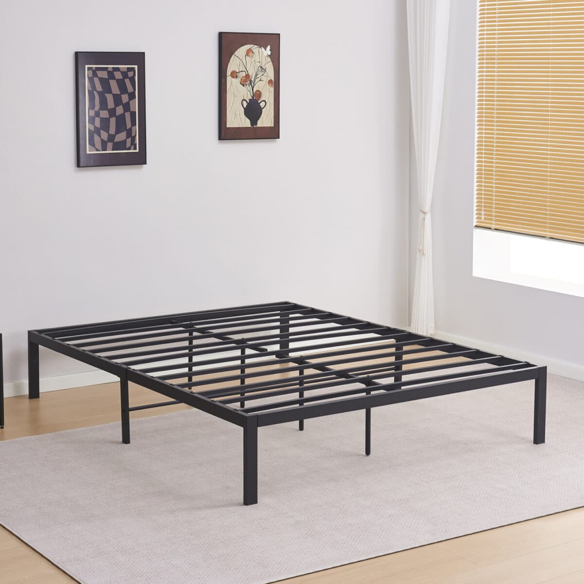 ΚΡΕΒΑΤΙ-ΥΠΟΣΤΡΩΜΑ ΔΙΠΛΟ RANTO HM696.01 ΜΕΤΑΛΛΙΚΟ ΜΑΥΡΟ ΓΙΑ ΣΤΡΩΜΑ 200x160εκ - Image 2