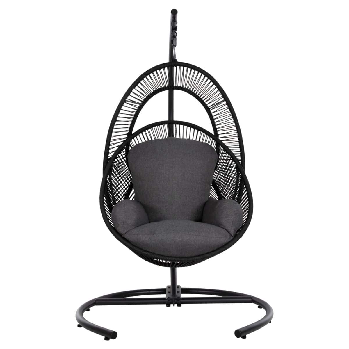 ΚΡΕΜΑΣΤΗ ΦΩΛΙΑ RULER HM6083 ΜΑΥΡΟ ΜΕΤΑΛΛΟ ΚΑΙ ΣΥΝΘ.RATTAN-ΓΚΡΙ ΜΑΞΙΛΑΡΙ 120x110x190Υ - Image 3
