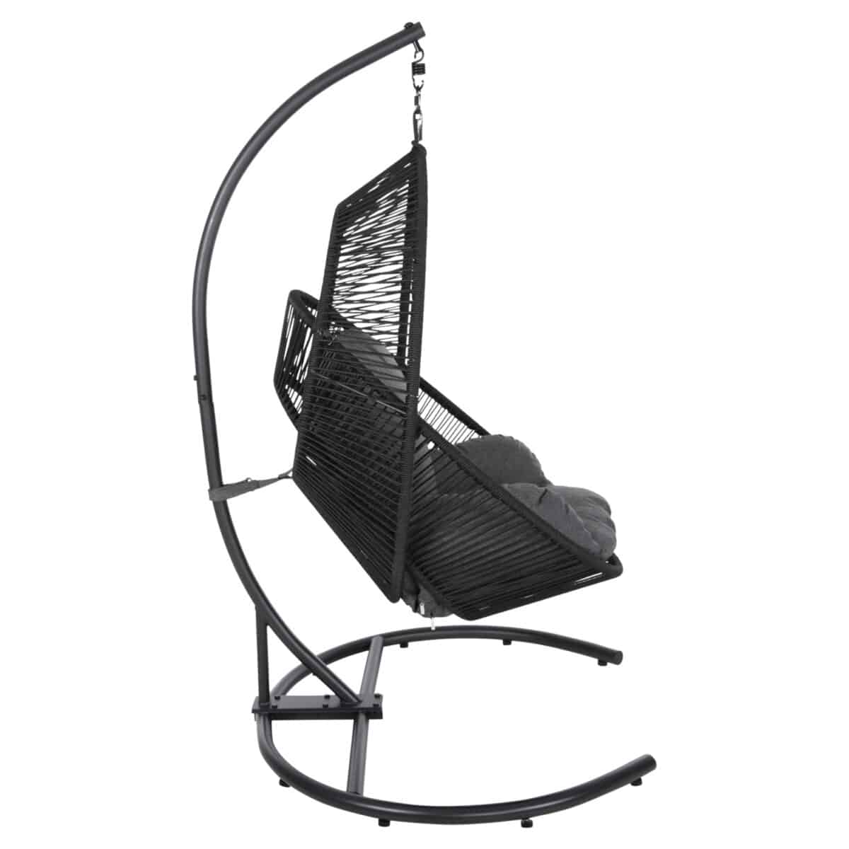 ΚΡΕΜΑΣΤΗ ΦΩΛΙΑ RULER HM6083 ΜΑΥΡΟ ΜΕΤΑΛΛΟ ΚΑΙ ΣΥΝΘ.RATTAN-ΓΚΡΙ ΜΑΞΙΛΑΡΙ 120x110x190Υ - Image 4