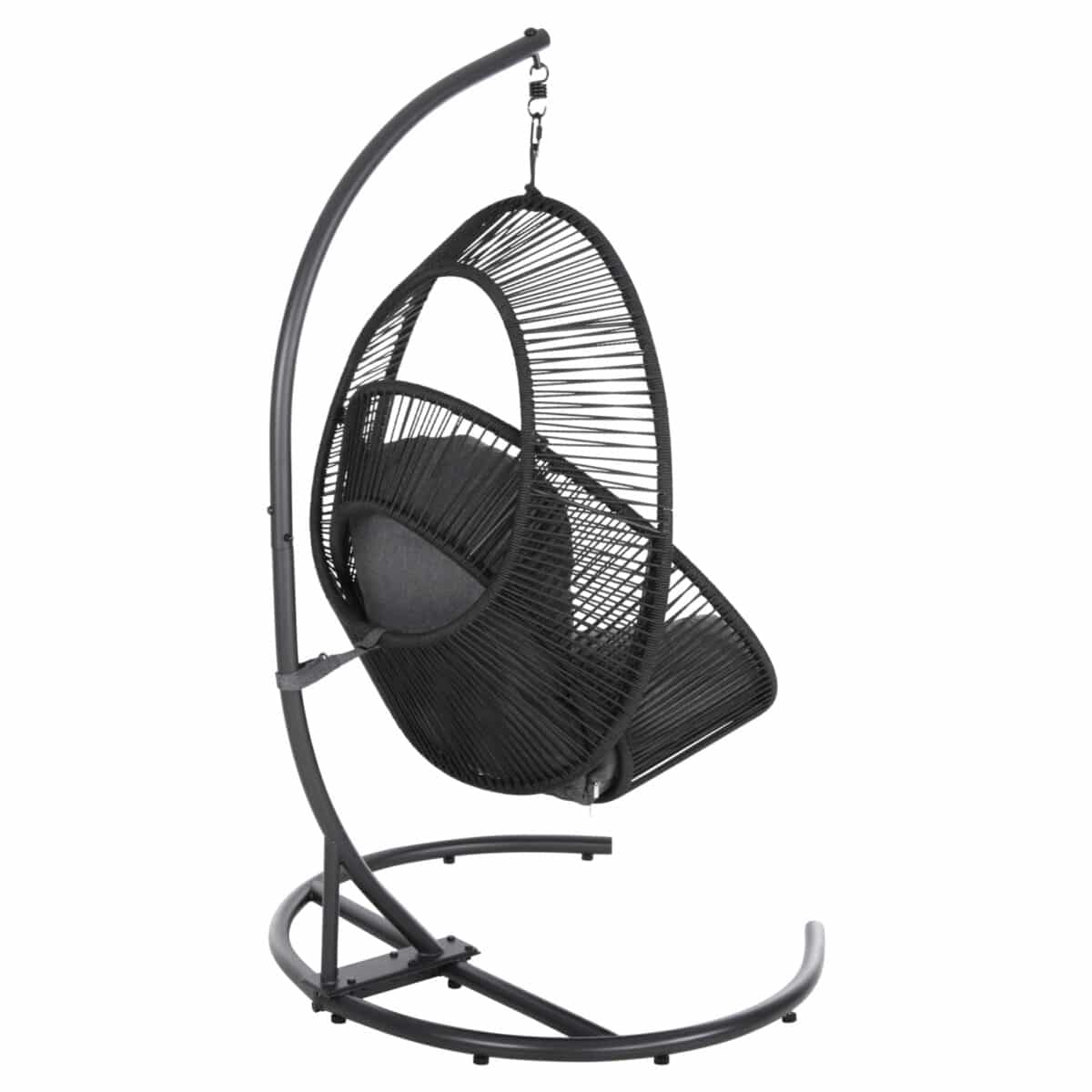 ΚΡΕΜΑΣΤΗ ΦΩΛΙΑ RULER HM6083 ΜΑΥΡΟ ΜΕΤΑΛΛΟ ΚΑΙ ΣΥΝΘ.RATTAN-ΓΚΡΙ ΜΑΞΙΛΑΡΙ 120x110x190Υ - Image 5