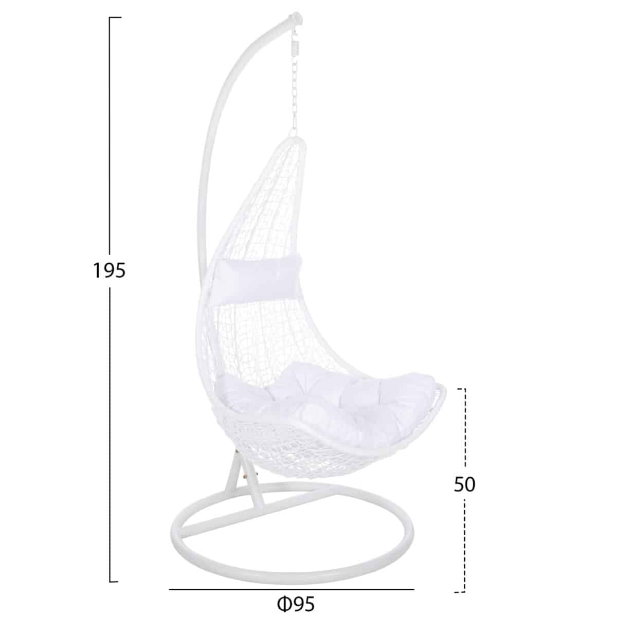 ΚΡΕΜΑΣΤΗ ΠΟΛΥΘΡΟΝΑ ΦΩΛΙΑ MILLIE HM5996.03 ΜΕΤΑΛΛΟ-ΣΥΝΘ.RATTAN ΛΕΥΚΟ Φ95x195Υεκ. - Image 2