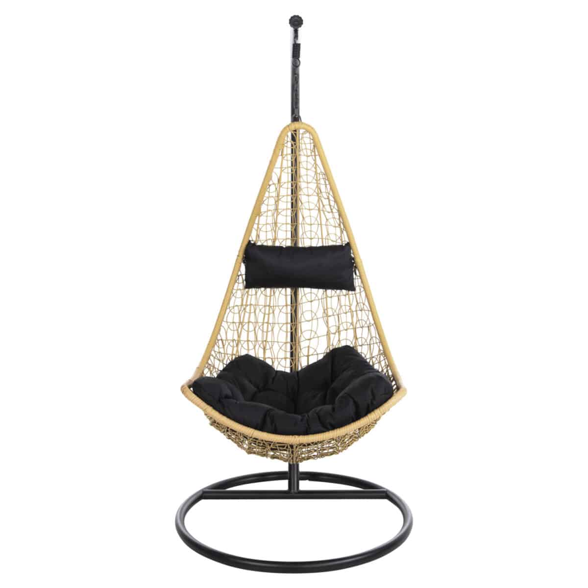 ΚΡΕΜΑΣΤΗ ΠΟΛΥΘΡΟΝΑ ΦΩΛΙΑ MILLIE HM5996.04 ΜΕΤΑΛΛΟ ΜΑΥΡΟ-ΣΥΝΘ.RATTAN ΜΠΕΖ Φ95x195Υεκ. - Image 3