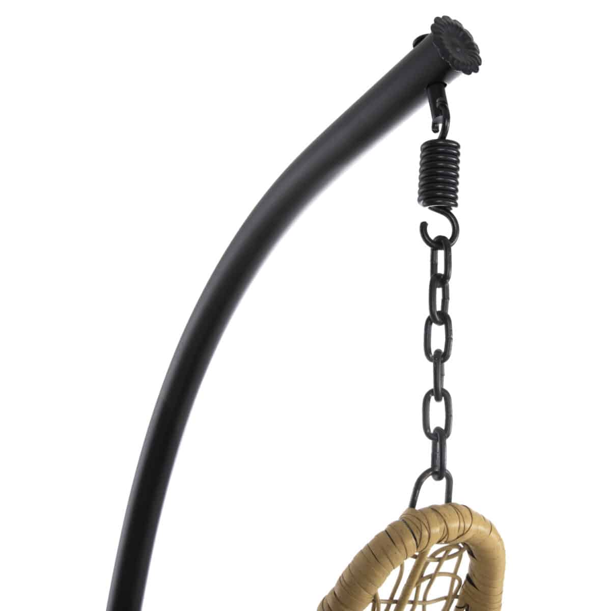 ΚΡΕΜΑΣΤΗ ΠΟΛΥΘΡΟΝΑ ΦΩΛΙΑ MILLIE HM5996.04 ΜΕΤΑΛΛΟ ΜΑΥΡΟ-ΣΥΝΘ.RATTAN ΜΠΕΖ Φ95x195Υεκ. - Image 9