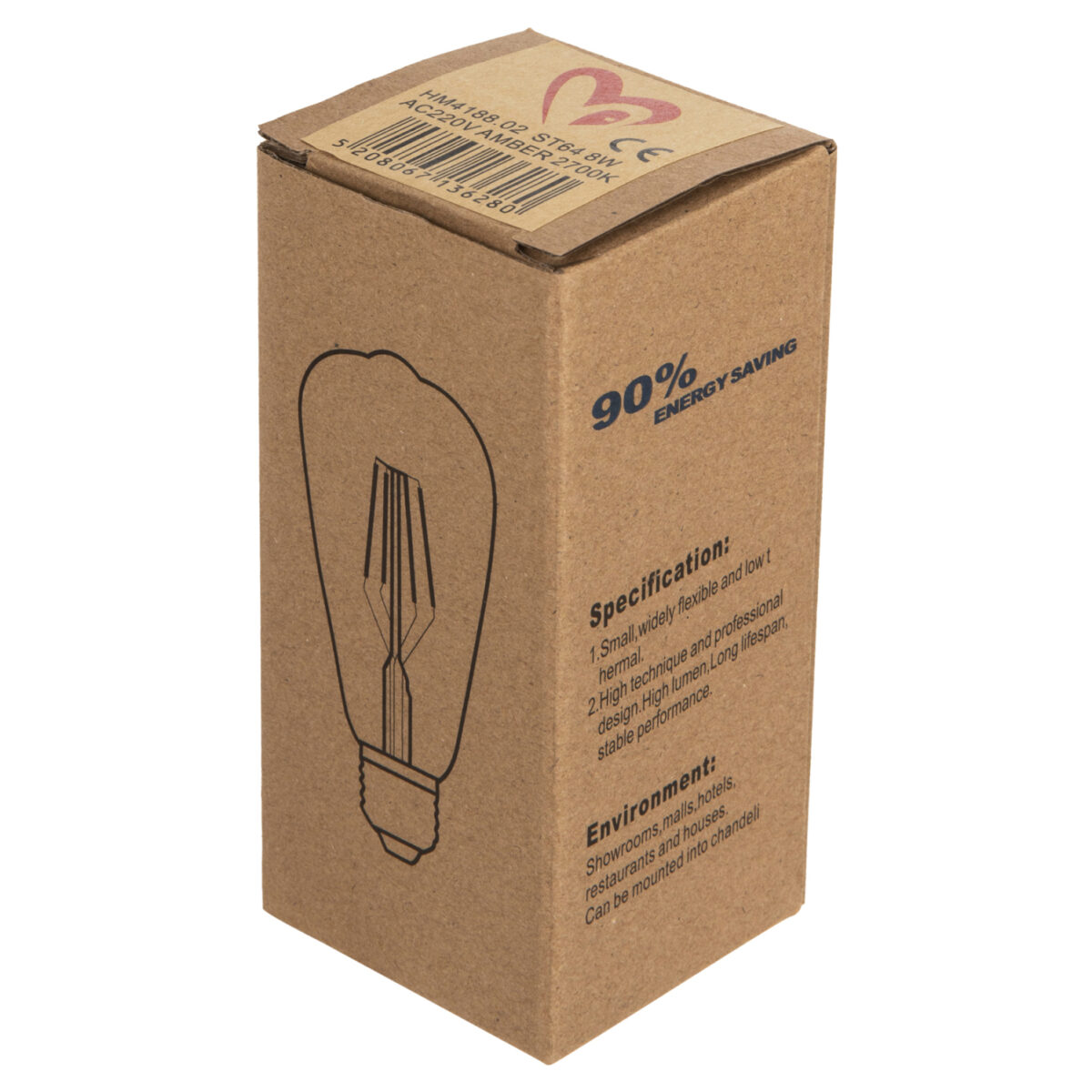 ΛΑΜΠΤΗΡΑΣ HM4188.02 LED FILAMENT 8W E27 DIMMABLE 3000K GOLD - Image 5