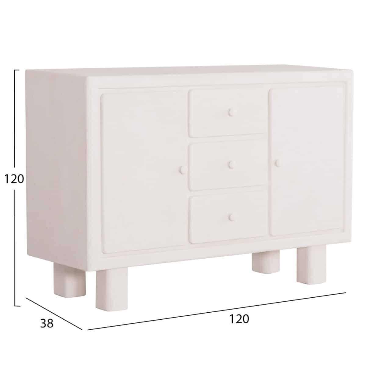 ΜΠΟΥΦΕΣ ΣΕΙΡΑ SANTORINI HM18048 MDF ΣΕ ΥΠΟΛΕΥΚΟ ΧΡΩΜΑ-3 ΣΥΡΤΑΡΙΑ & 2 ΠΟΡΤΕΣ 120x38x80Υεκ. - Image 2