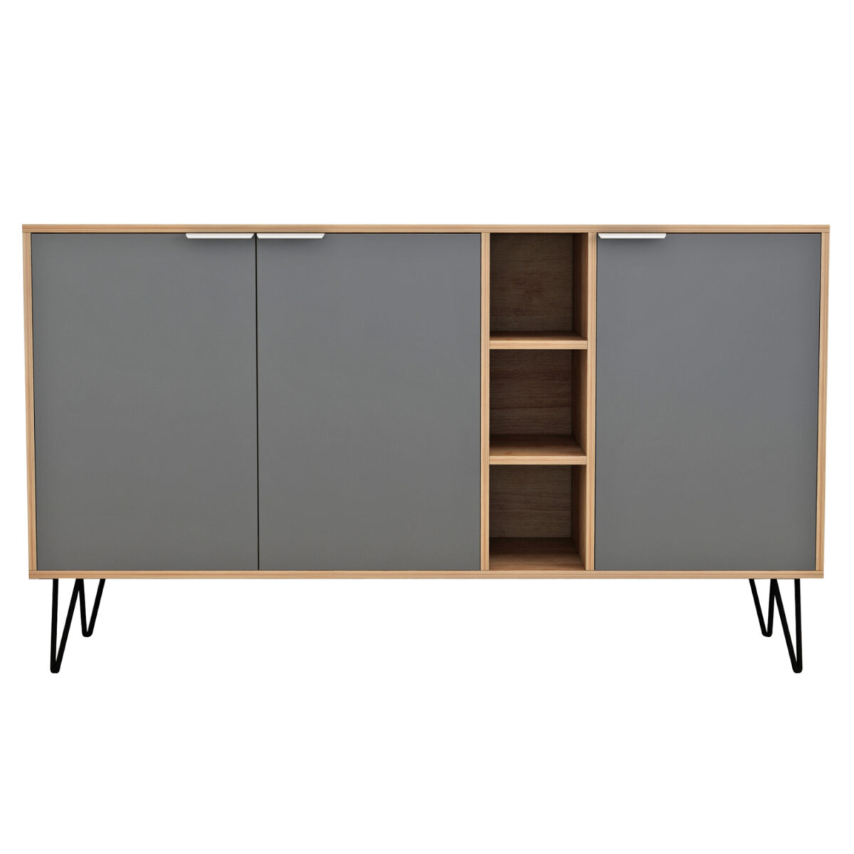 ΜΠΟΥΦΕΣ CABRON HM8874.11 ΜΕΛΑΜΙΝΗ ΣΕ ΦΥΣΙΚΟ-ΑΝΘΡΑΚΙ-ΜΑΥΡΑ ΜΕΤΑΛ.ΠΟΔΙΑ 142X40X83Υεκ. - Image 4