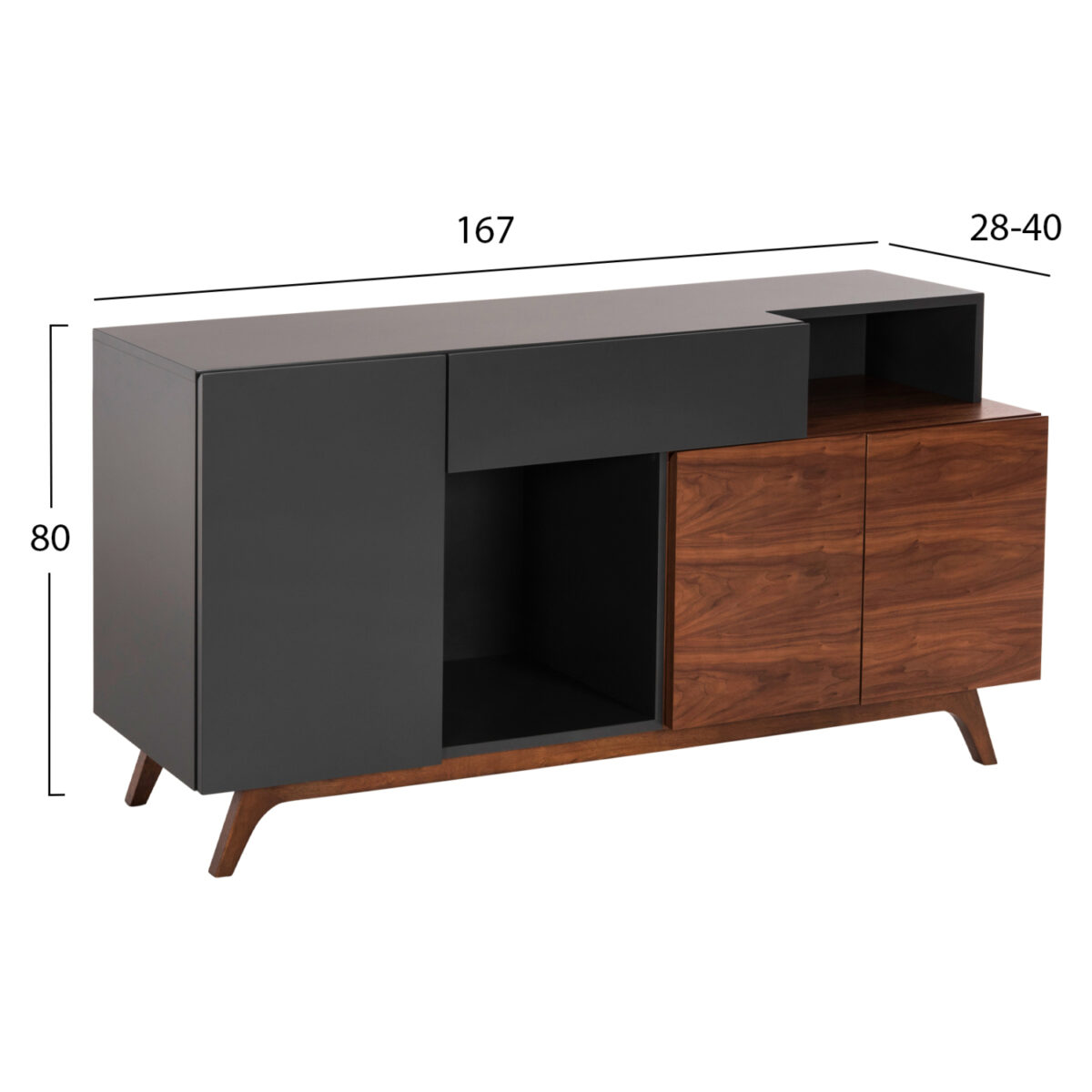 ΜΠΟΥΦΕΣ PREDA HM9747 MDF ΜΕ ΚΑΡΥΔΙ & ΣΚΟΥΡΟ ΓΚΡΙ ΚΑΠΛΑΜΑ 167x28-40x80Υεκ. - Image 2