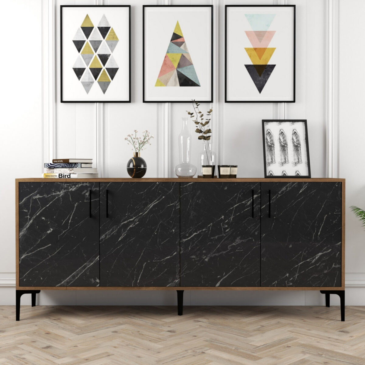 ΜΠΟΥΦΕΣ ΜΕΛΑΜΙΝΗΣ HM9428.03 ΚΑΡΥΔΙ ΚΑΙ ΟΨΗ ΜΑΥΡΟ ΜΑΡΜΑΡΟ 180x35x78Υεκ. - Image 5