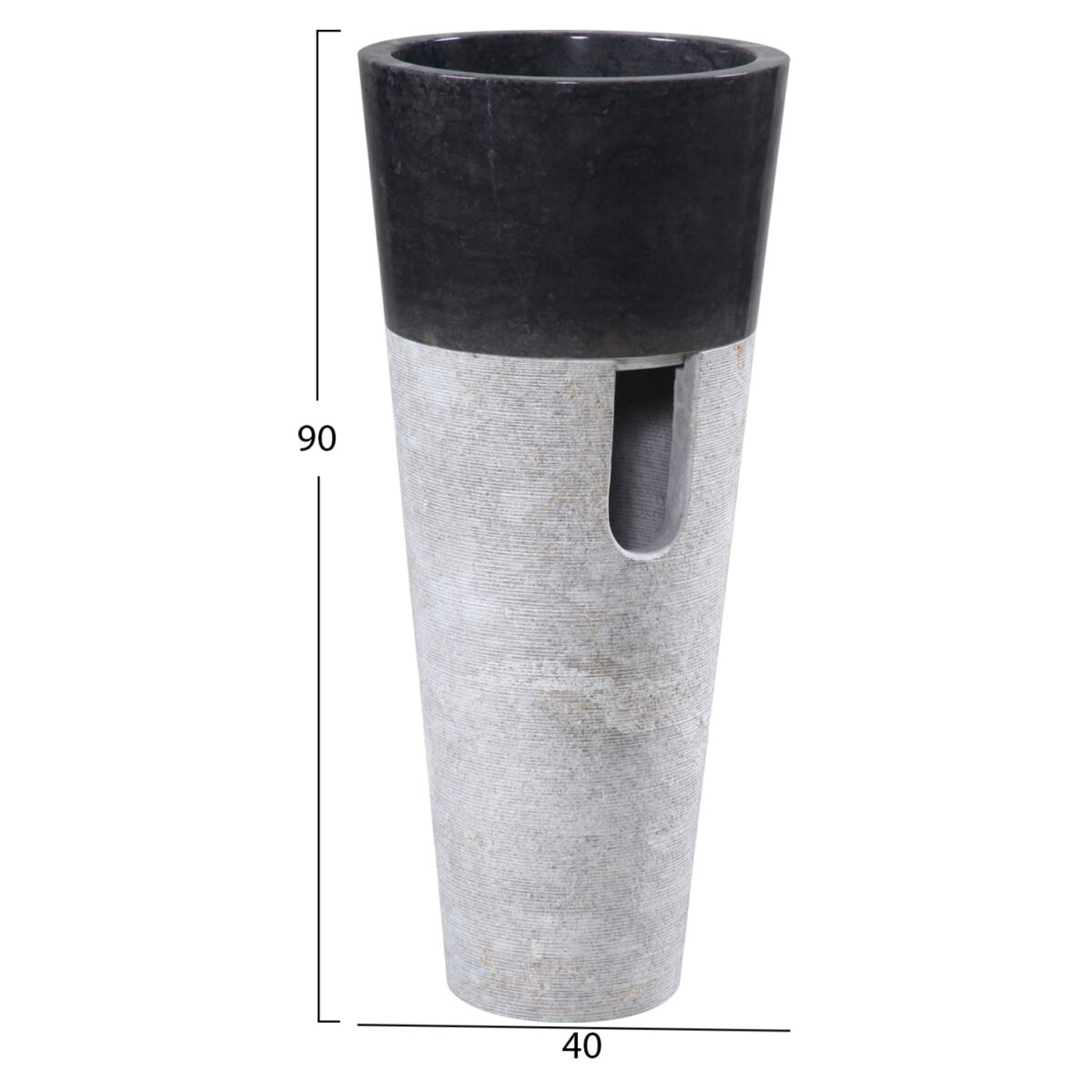 ΝΙΠΤΗΡΑΣ ΜΑΡΜΑΡΙΝΟΣ ΚΩΝΙΚΟΣ ΣΕ ΜΑΥΡΟ & ΓΚΡΙ Φ40x90Yεκ.HM7808.01 - Image 2