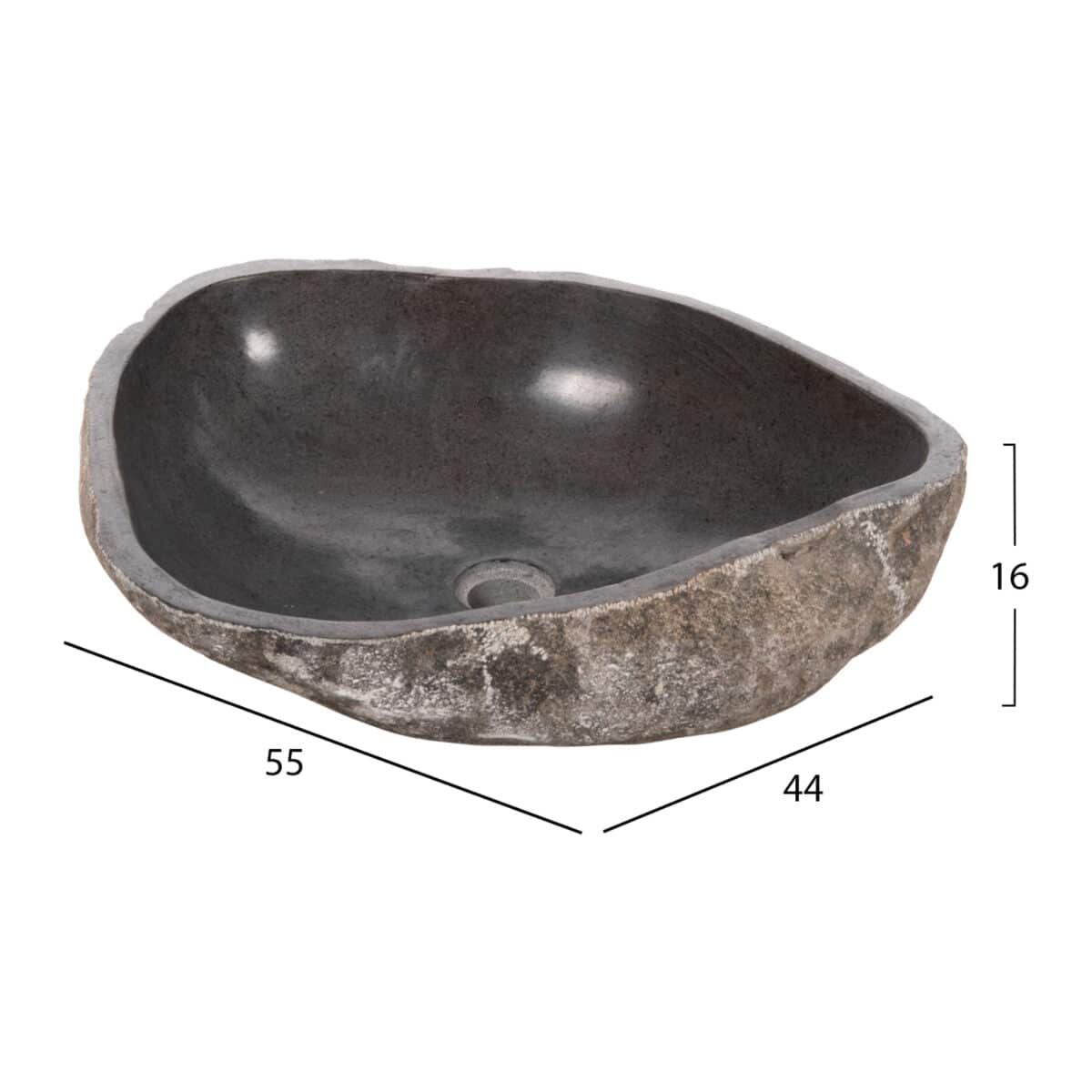 ΝΙΠΤΗΡΑΣ STONE SINK ΛΑΞΕΥΜΕΝΗ ΠΕΤΡΑ ΓΚΡΙ ΑΠΟΧΡΩΣΗ HM4193 55x44x16Υ εκ. - Image 2