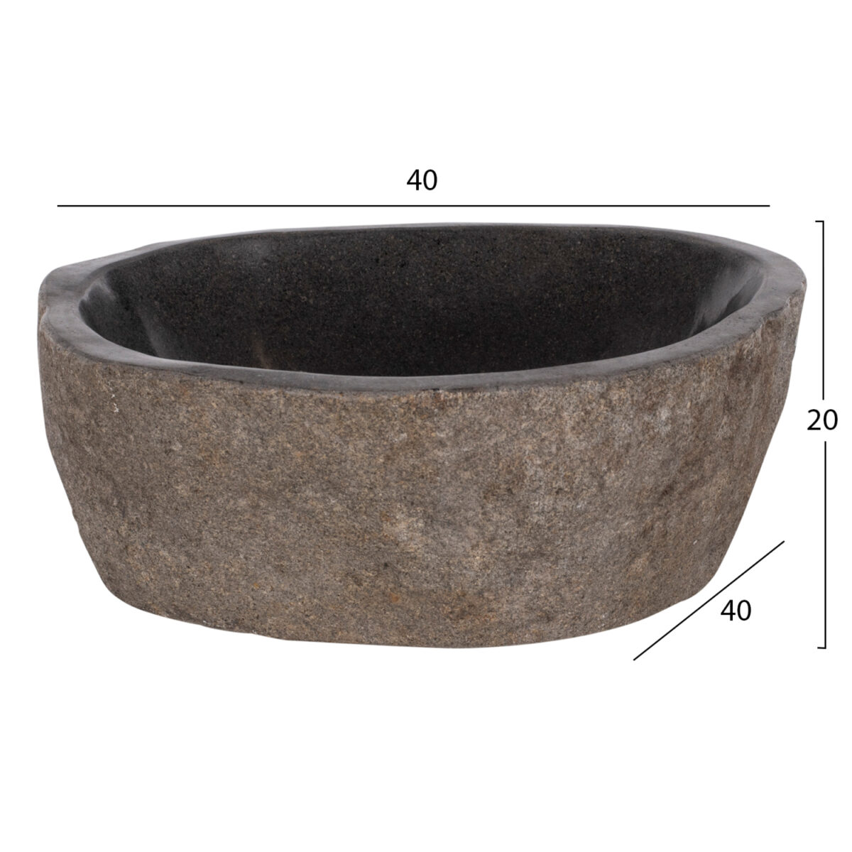ΝΙΠΤΗΡΑΣ STONE SINK ΛΑΞΕΥΜΕΝΗ ΠΕΤΡΑ ΓΚΡΙ ΧΡΩΜΑ 40x40x20Yεκ.HM7807 - Image 2