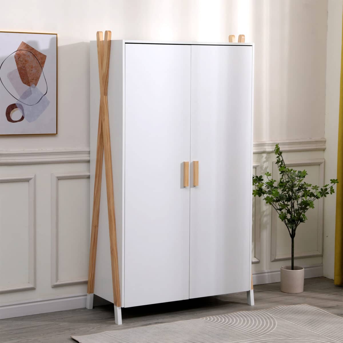 ΝΤΟΥΛΑΠΑ ΠΑΙΔΙΚH PASCHAL HM2494.03 ΛΕΥΚΗ ΜΕΛΑΜΙΝΗ-ΠΟΔΙΑ ΞΥΛΟ ΠΕΥΚΟΥ 96x44x170Υεκ. - Image 2