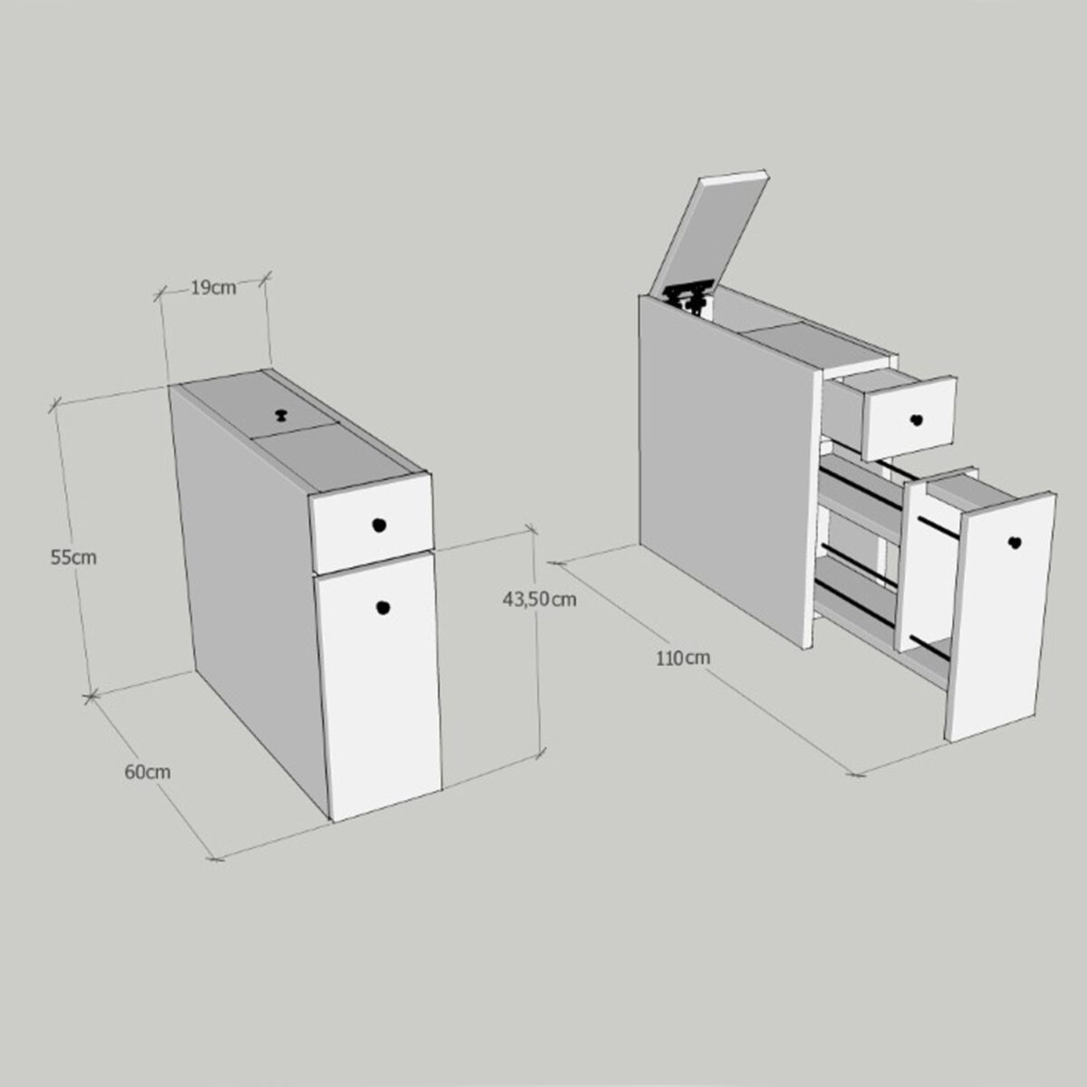ΝΤΟΥΛΑΠΙ ΜΠΑΝΙΟΥ ΑΝΘΡΑΚΙ ΜΕΛΑΜΙΝΗ 19x60x55Υεκ.HM9424.01 - Image 2