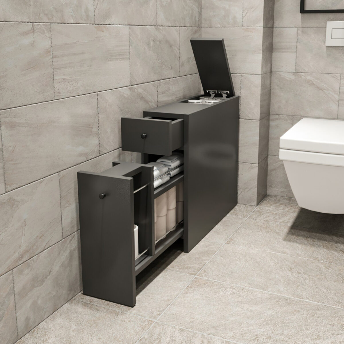 ΝΤΟΥΛΑΠΙ ΜΠΑΝΙΟΥ ΑΝΘΡΑΚΙ ΜΕΛΑΜΙΝΗ 19x60x55Υεκ.HM9424.01 - Image 4