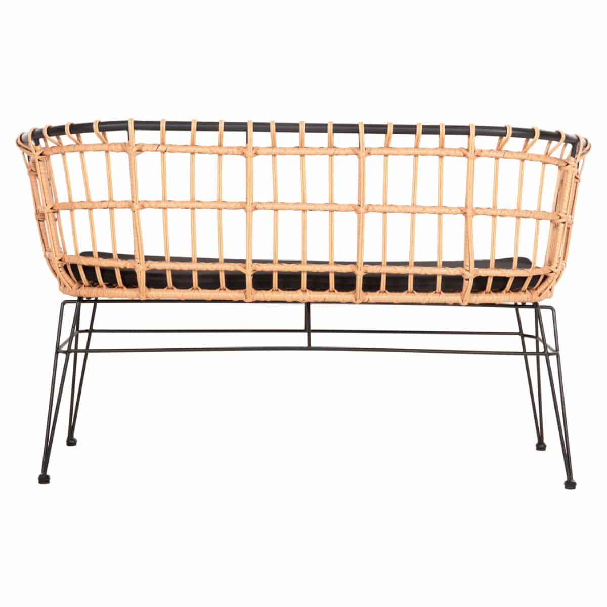 ΠΑΓΚΑΚΙ ΔΙΘΕΣΙΟ ALLEGRA HM5692.11 P.E.RATTAN ΜΠΕΖ-ΜΑΥΡΟΣ ΜΕΤΑΛ.ΣΚΕΛΕΤΟΣ 125x60x77Υεκ - Image 6