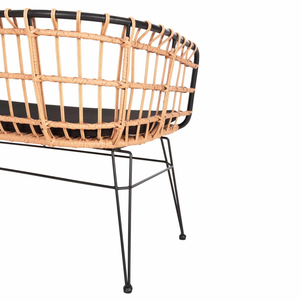 ΠΑΓΚΑΚΙ ΔΙΘΕΣΙΟ ALLEGRA HM5692.11 P.E.RATTAN ΜΠΕΖ-ΜΑΥΡΟΣ ΜΕΤΑΛ.ΣΚΕΛΕΤΟΣ 125x60x77Υεκ - Image 8