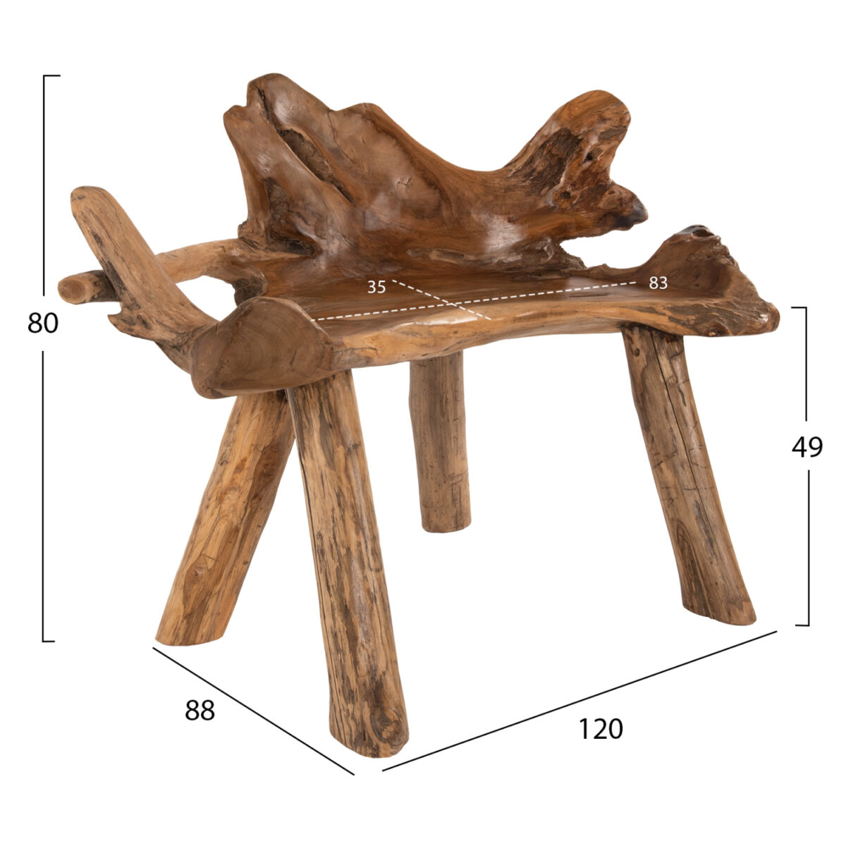 ΠΑΓΚΑΚΙ HM9348 ΑΠΟ ΜΑΣΙΦ ΞΥΛΟ TΕΑK ΦΥΣΙΚΟ 120x88x80 εκ. - Image 2