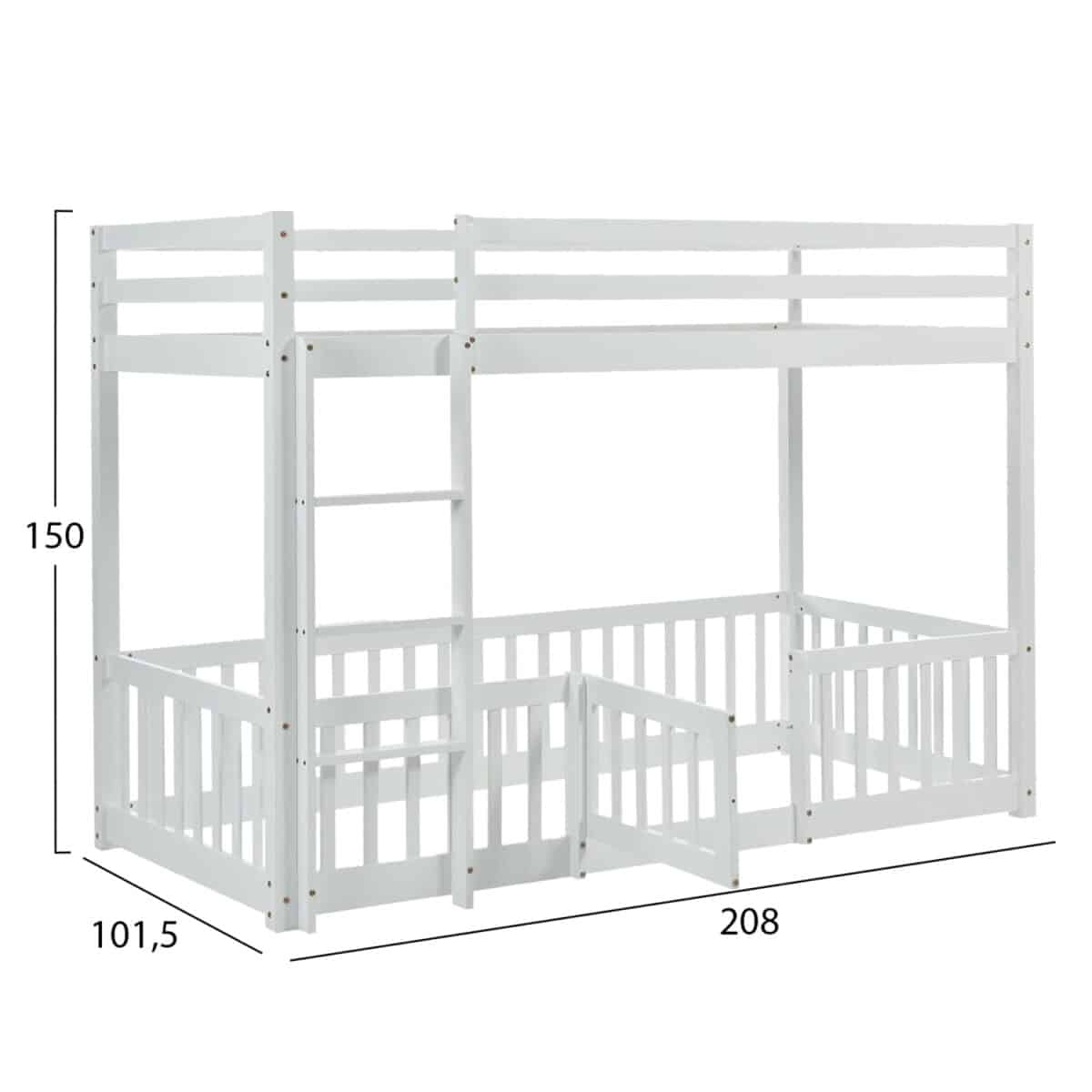 ΠΑΙΔΙΚΗ ΚΟΥΚΕΤΑ τ.MONTESSORI ΜΕ ΠΑΡΚΑΚΙ PLAYKID HM703.03 ΞΥΛΟ ΠΕΥΚΟΥ ΛΕΥΚΟ ΓΙΑ 190x90εκ - Image 3